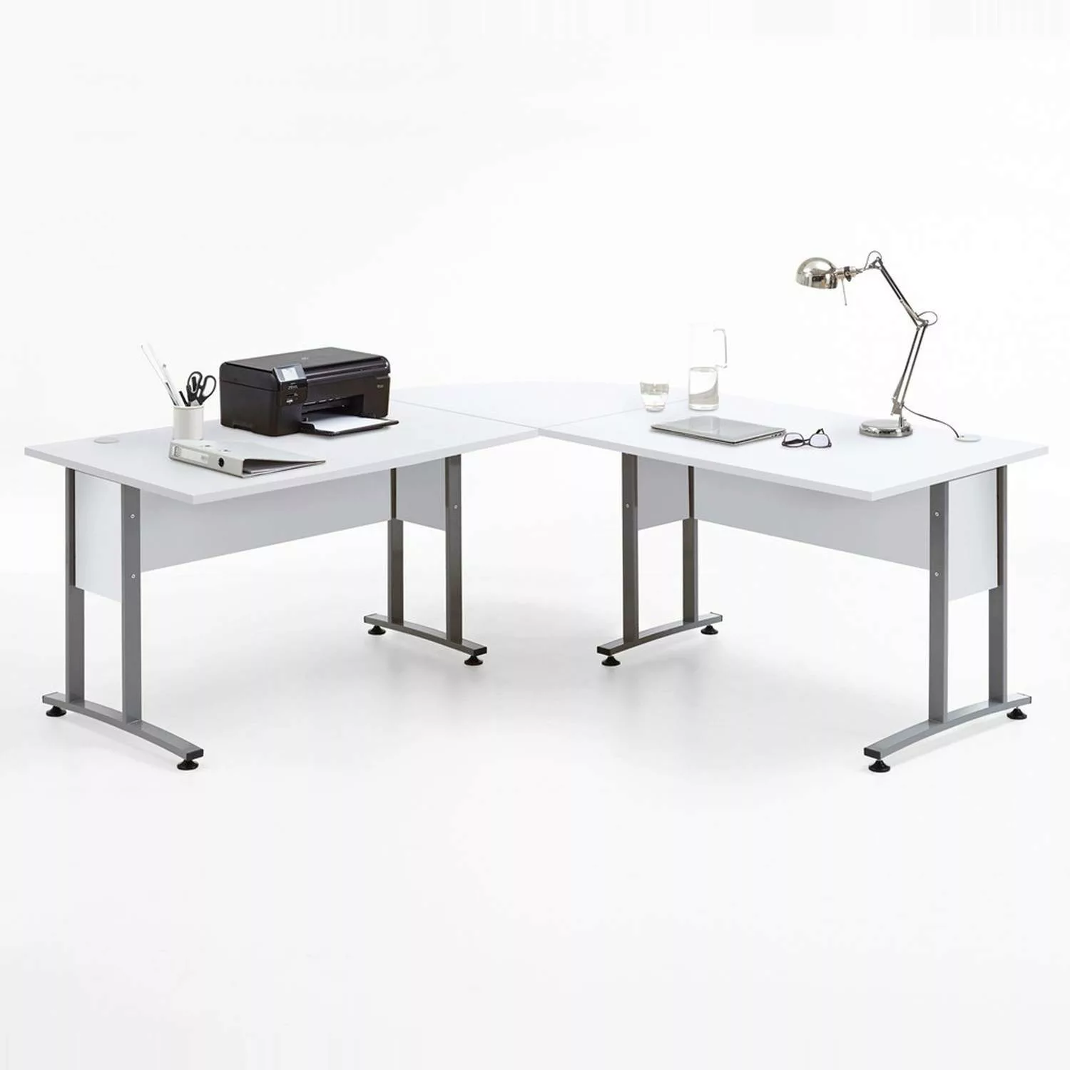 Büro-Winkelschreibtisch 120 x 120cm COLUMBUS-10 in Brilliantweiß matt - B x günstig online kaufen