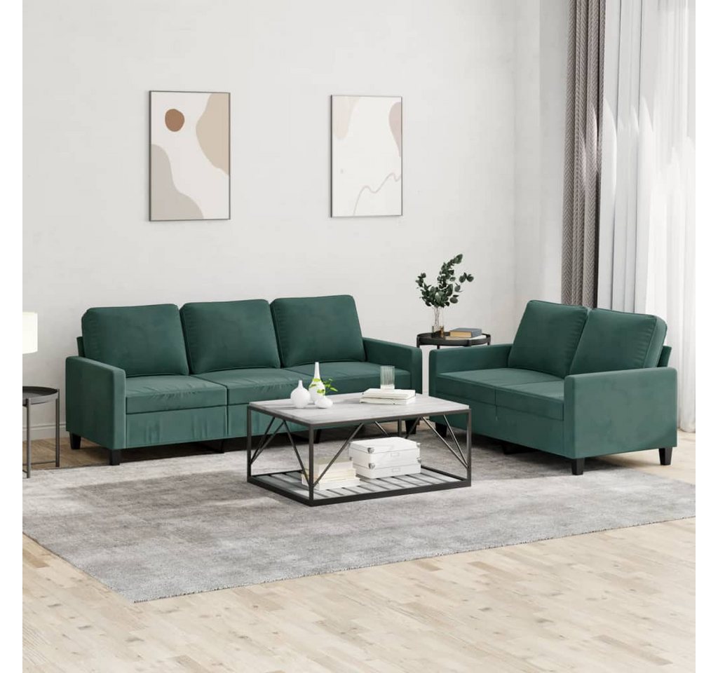 vidaXL Sofa Sofagarnitur Set mit Kissen Samt, 2-tlg., Grün günstig online kaufen