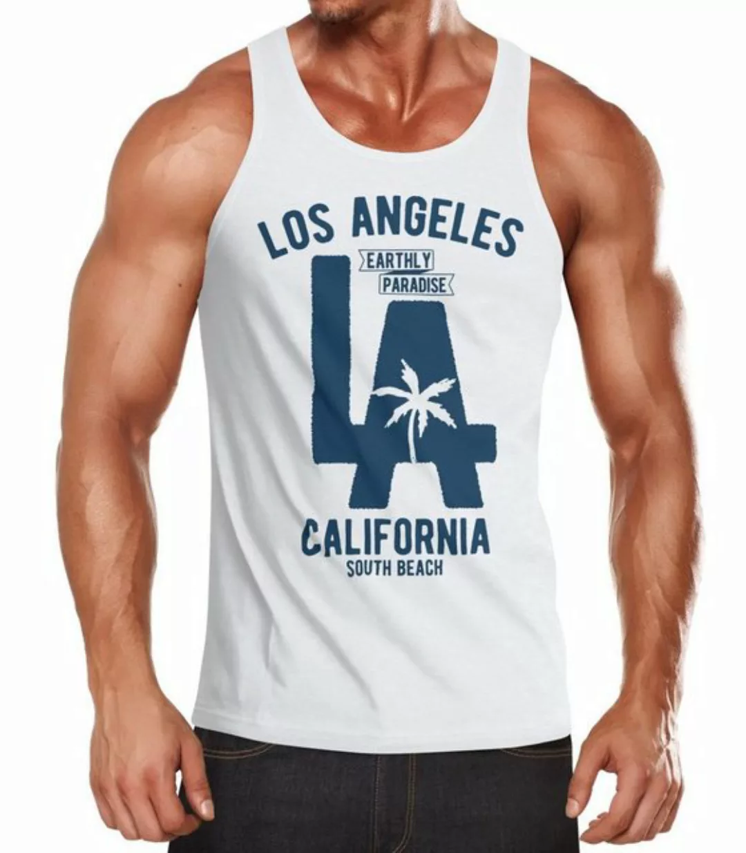 Neverless Tanktop Herren Tank Top Los Angeles California LA Palme mit Print günstig online kaufen