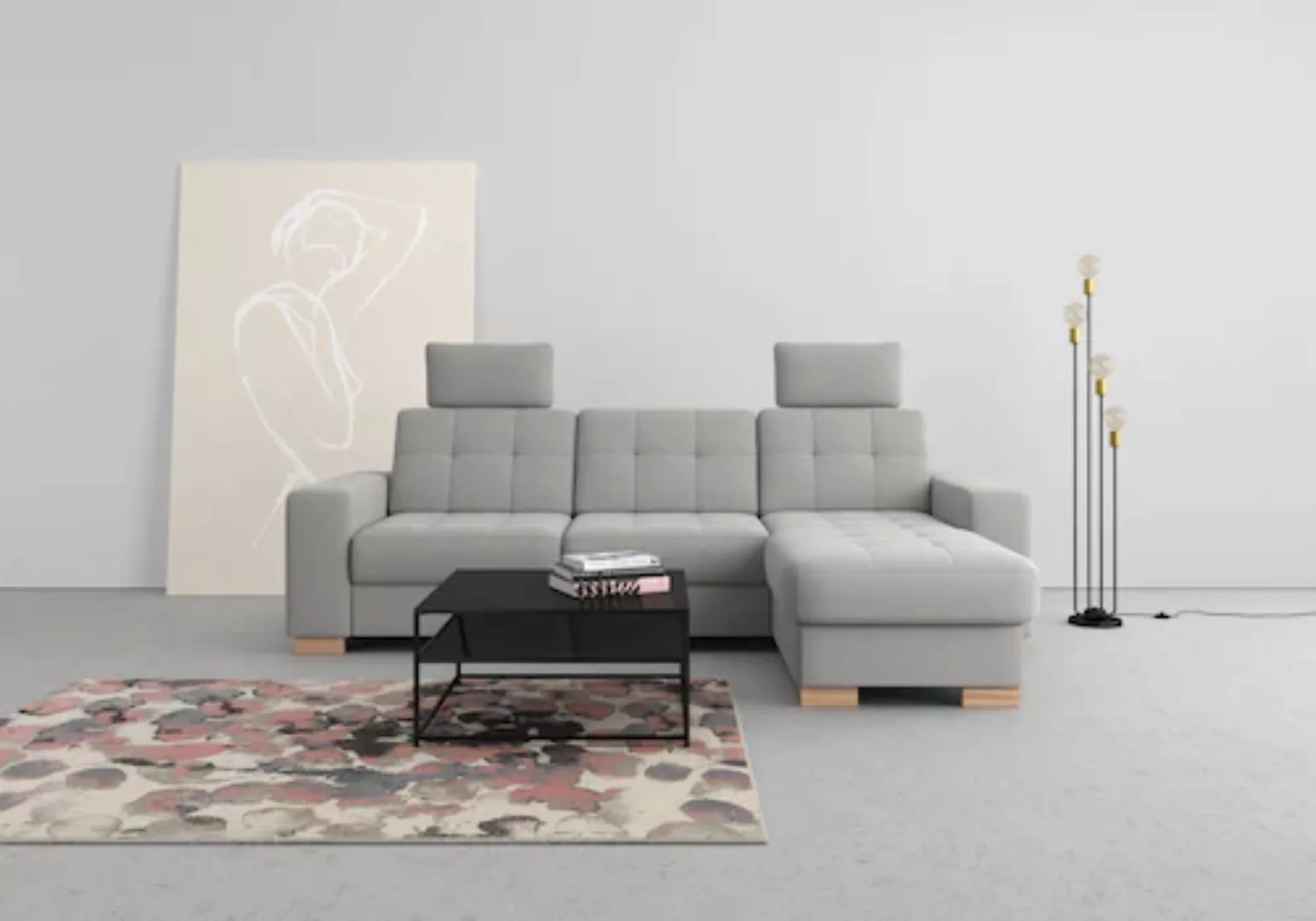 sit&more Ecksofa »Quincy L-Form«, wahlweise mit Bettfunktion und Bettkasten günstig online kaufen