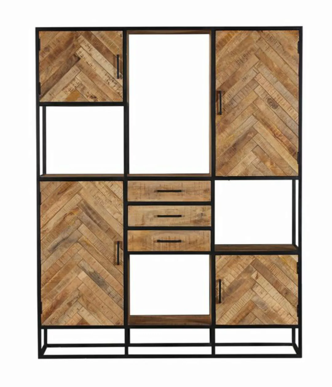 Villa Möbel Fächerschrank (90x45x200cm, 1 Fächerschrank) Mangoholz mit Fisc günstig online kaufen