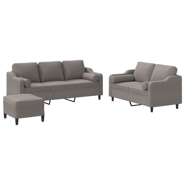 vidaXL Sofa 3-tlg. Sofagarnitur mit Kissen Taupe Stoff günstig online kaufen