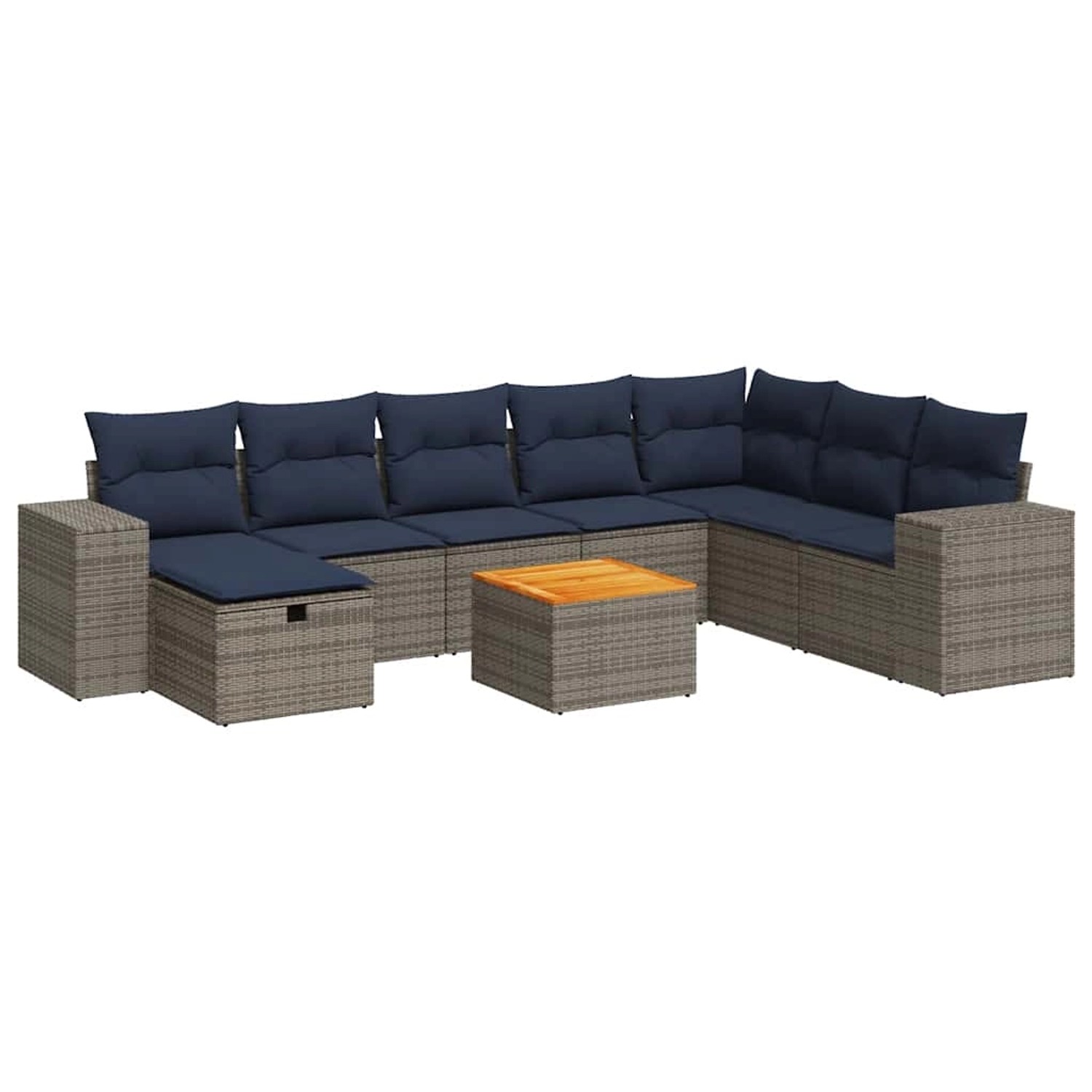 vidaXL 9-Tlg Garten-Sofagarnitur mit Kissen Grau Poly Rattan 3325890 günstig online kaufen