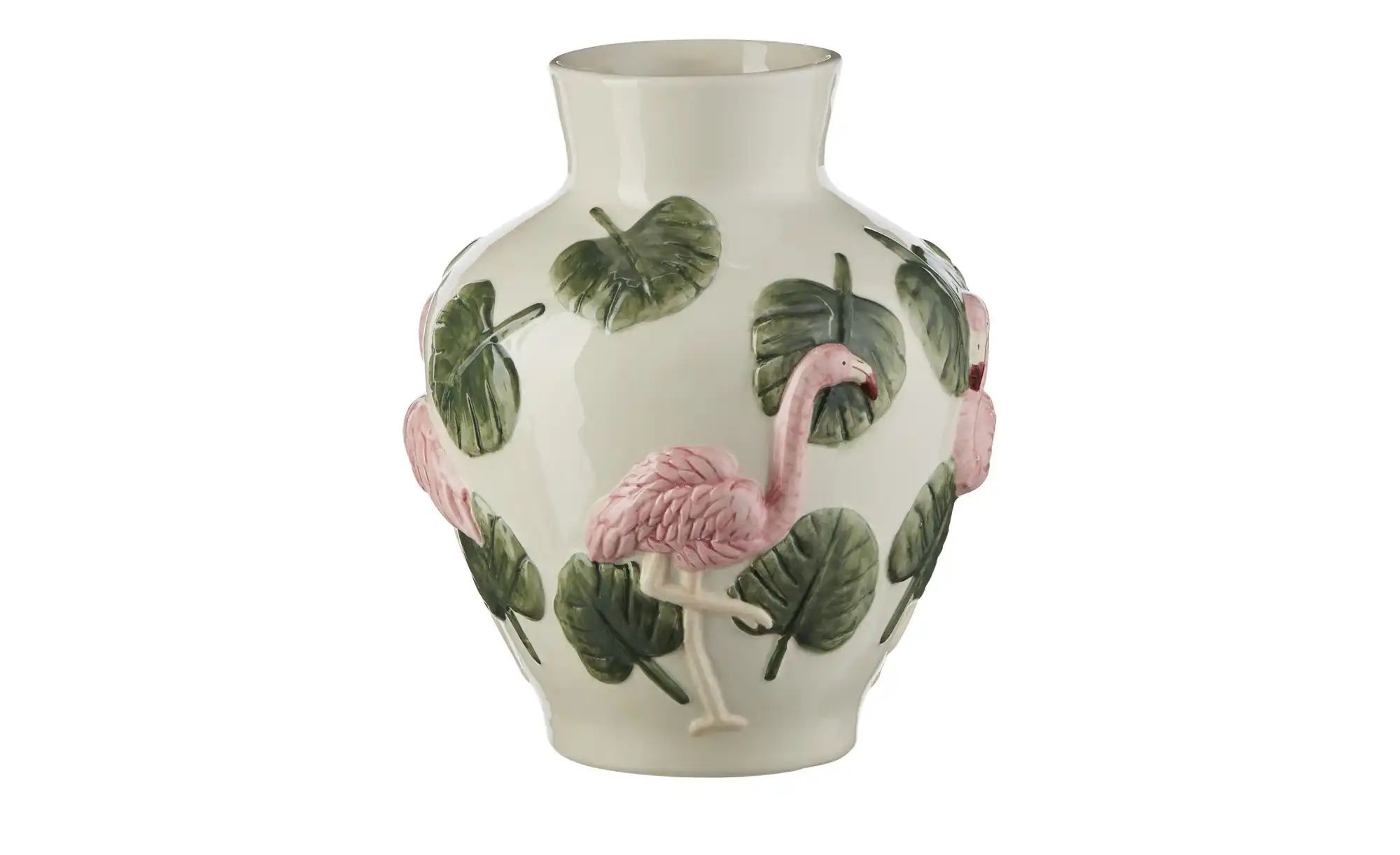 HOME STORY Vase Flamingo   ¦ weiß ¦ Dolomite ¦ Maße (cm): H: 26  Ø: 21.8 Ac günstig online kaufen