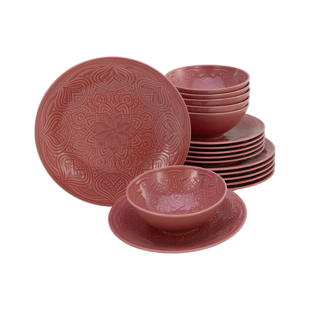 CreaTable Tafelservice Orient Mandala rot Porzellan 18 tlg. günstig online kaufen