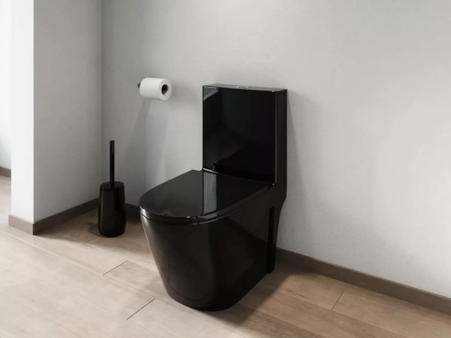 Stand-WC aus Keramik - Schwarz Hochglanz - NAGILAM günstig online kaufen