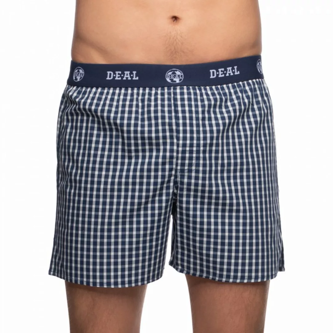 D.E.A.L International Boxershorts Dunkelblau kariert mit Logobund günstig online kaufen