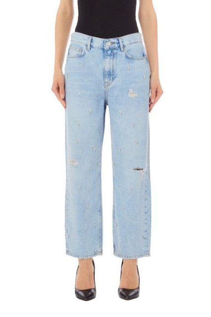 Liu Jo 5-Pocket-Jeans – Gerade geschnittene Cropped-Jeans mit Strass günstig online kaufen