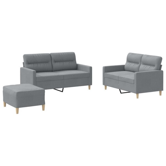 vidaXL Sofa Sofagarnitur Set mit Kissen Stoff, 3-tlg., Hellgrau günstig online kaufen