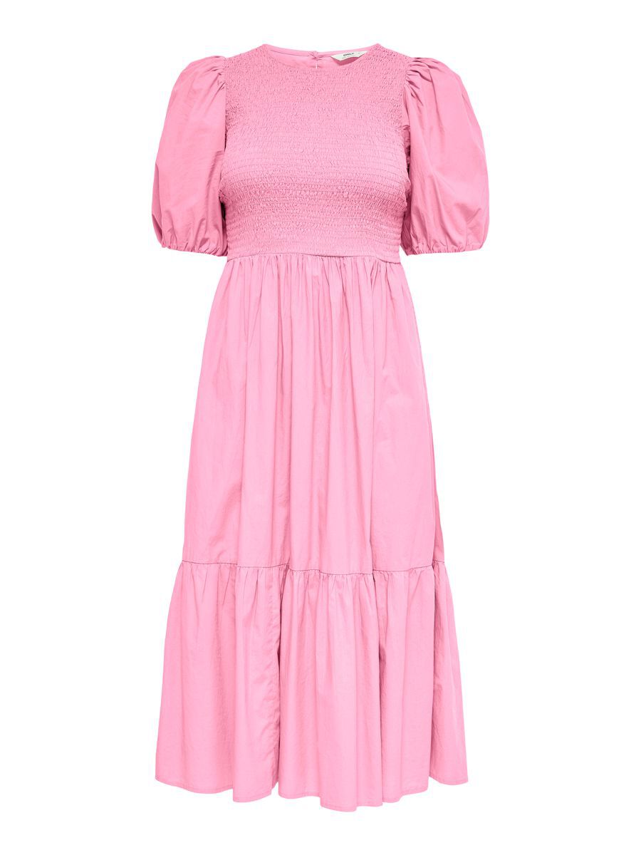 ONLY Gesmoktes Kurzarm- Kleid Damen Pink günstig online kaufen