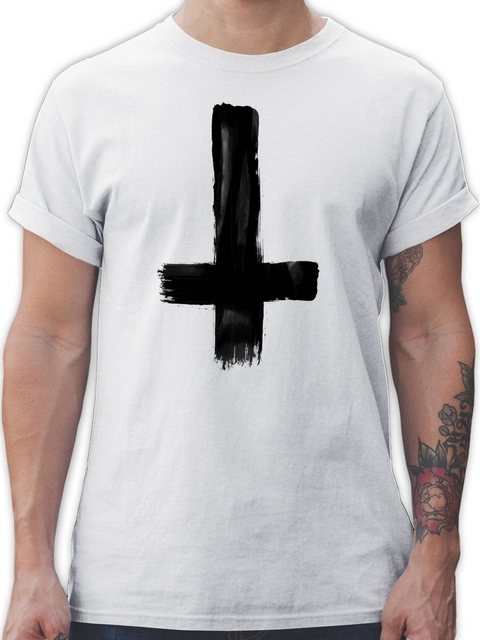 Shirtracer T-Shirt Umgedrehtes Kreuz Vintage Symbol und Zeichen Outfit günstig online kaufen