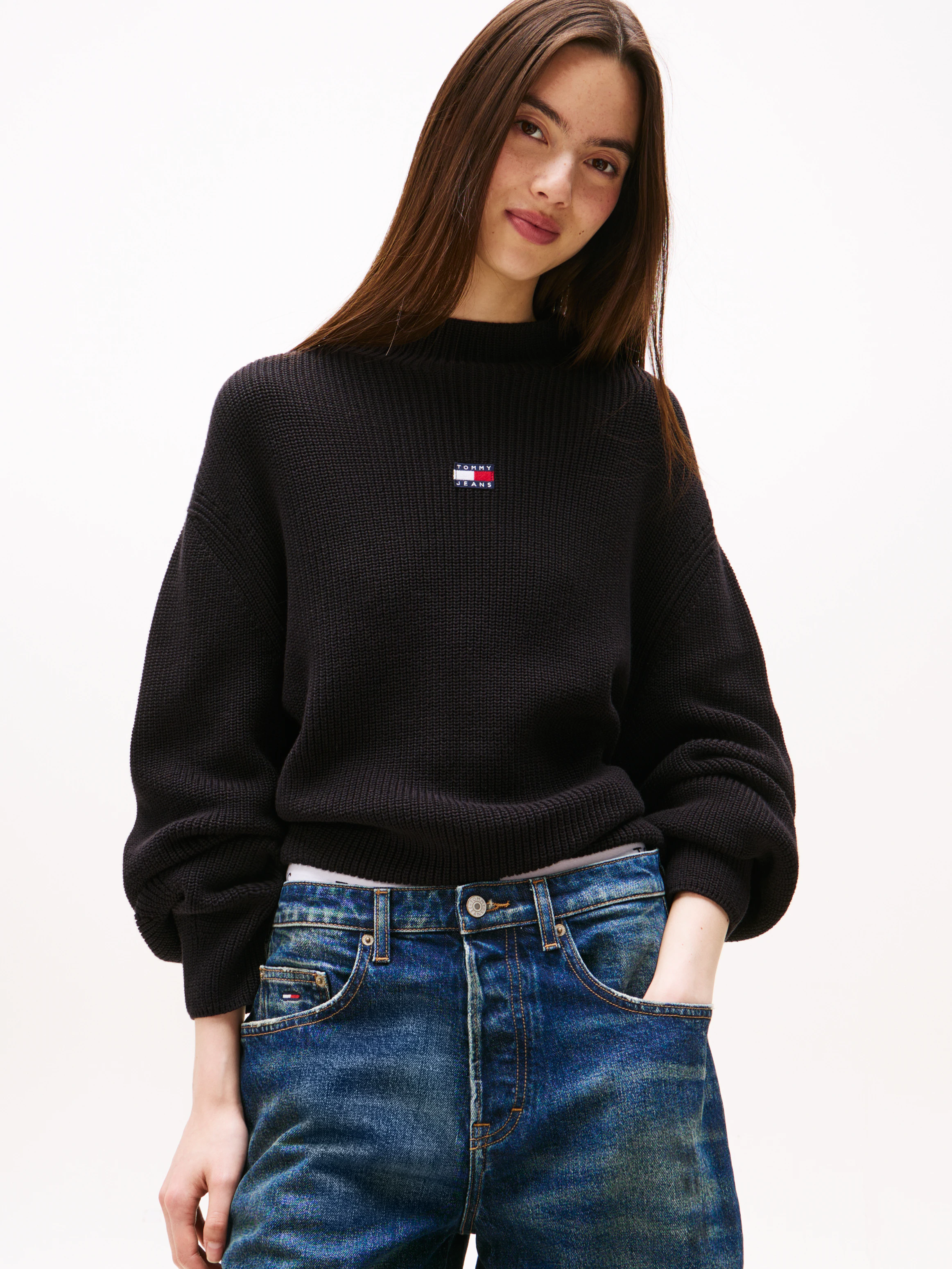 Tommy Jeans Stehkragenpullover "TJW MOCKNECK BADGE SWEATER" günstig online kaufen