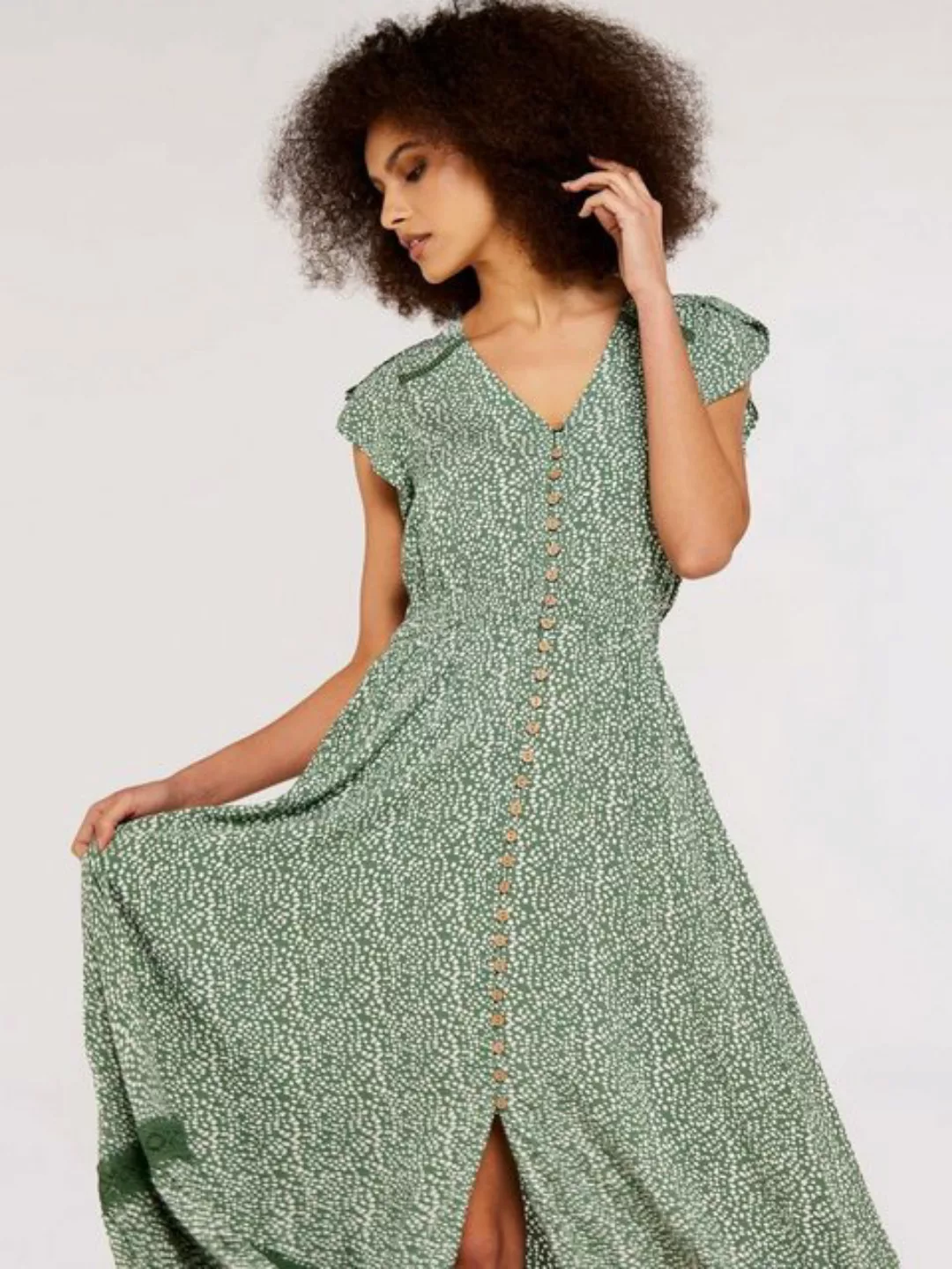 Apricot Druckkleid Irregular Dot Crochet Dress, (1-tlg) mit bestickter Bord günstig online kaufen