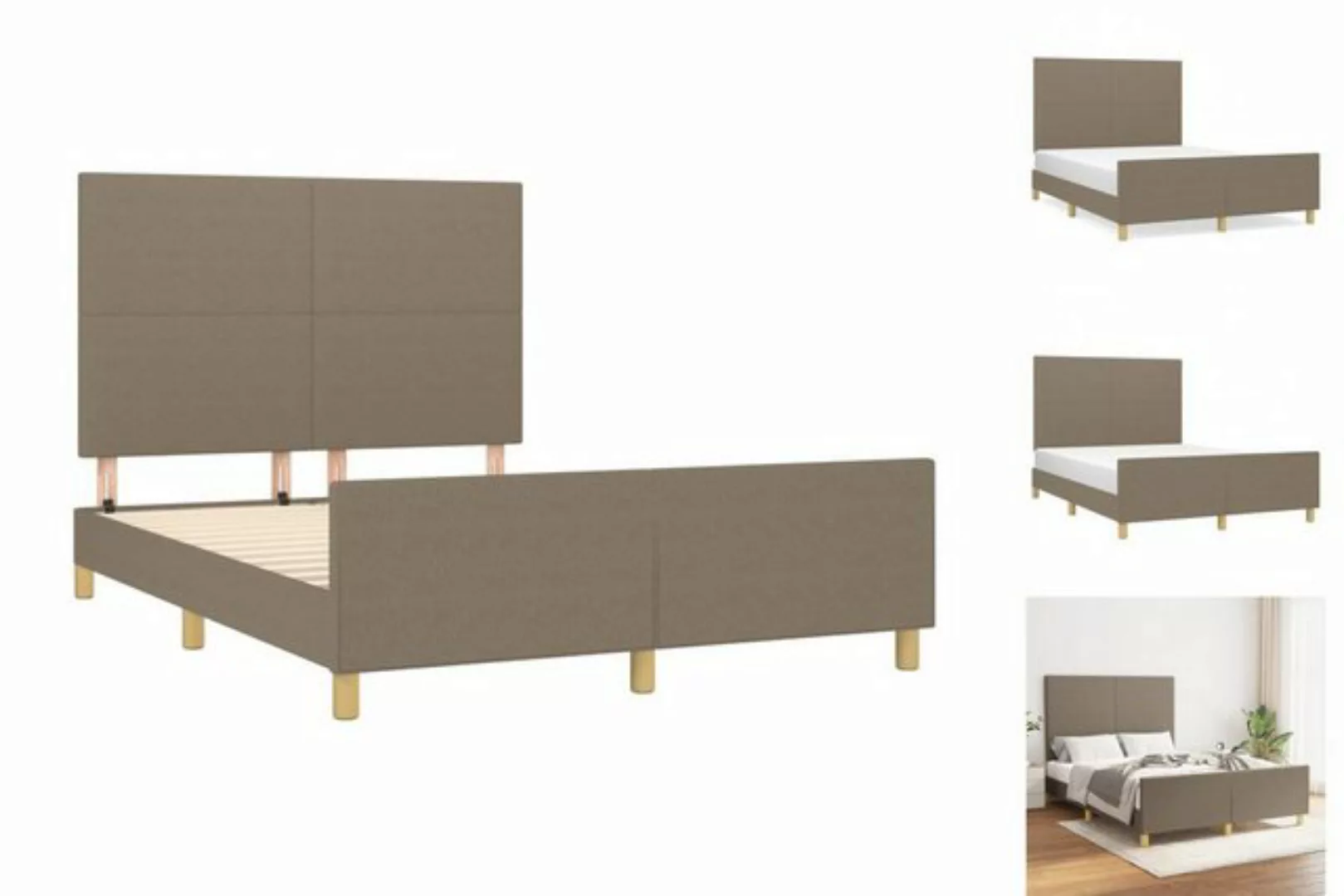 vidaXL Bettgestell Bettrahmen mit Kopfteil Taupe 140x200 cm Stoff Bett Bett günstig online kaufen