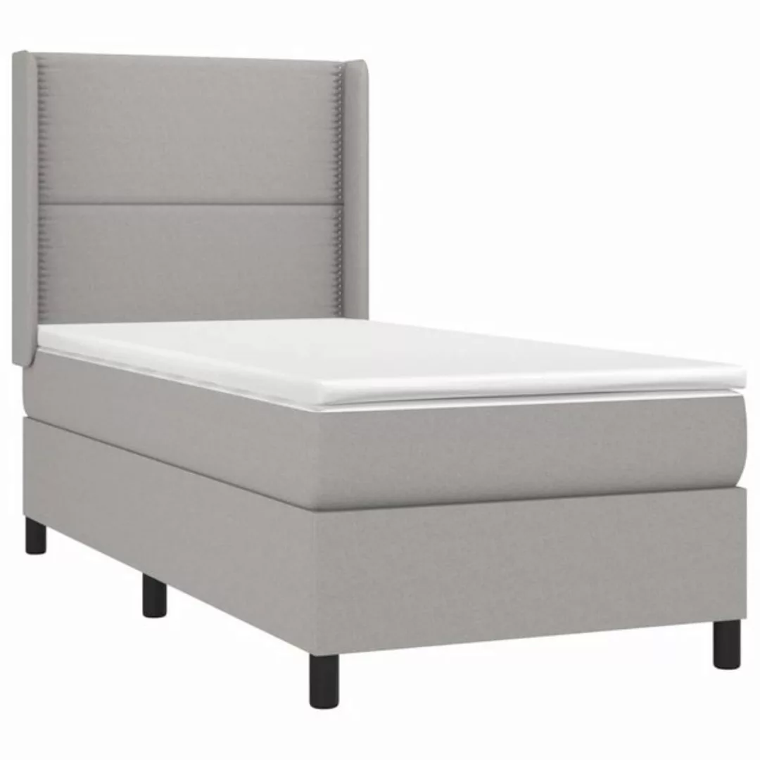 vidaXL Boxspringbett Boxspringbett mit Matratze Hellgrau 90x190 cm Stoff Be günstig online kaufen