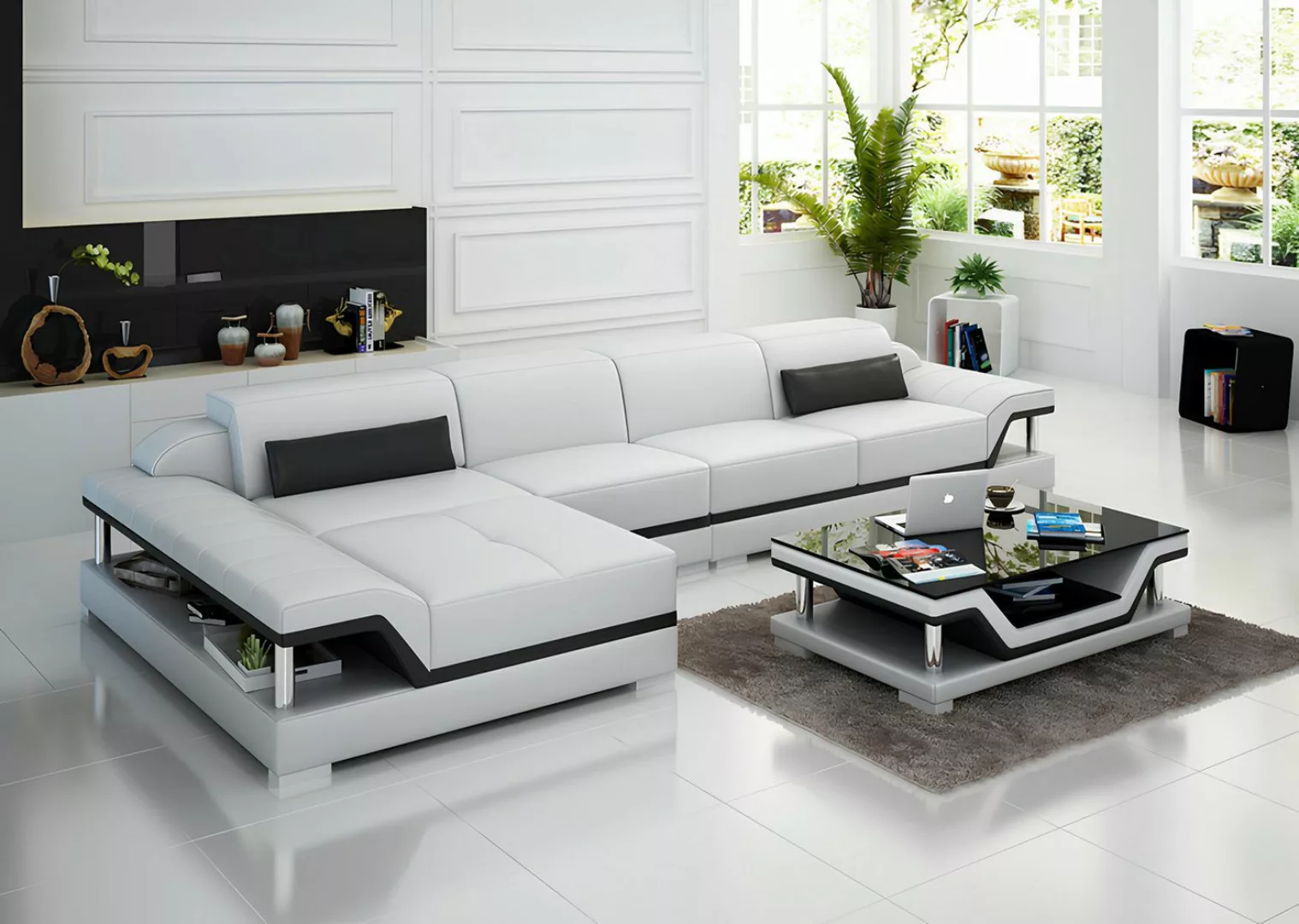 Xlmoebel Ecksofa Ledersofa mit Design, USB-Anschluss, Eckpolsterung und Sit günstig online kaufen