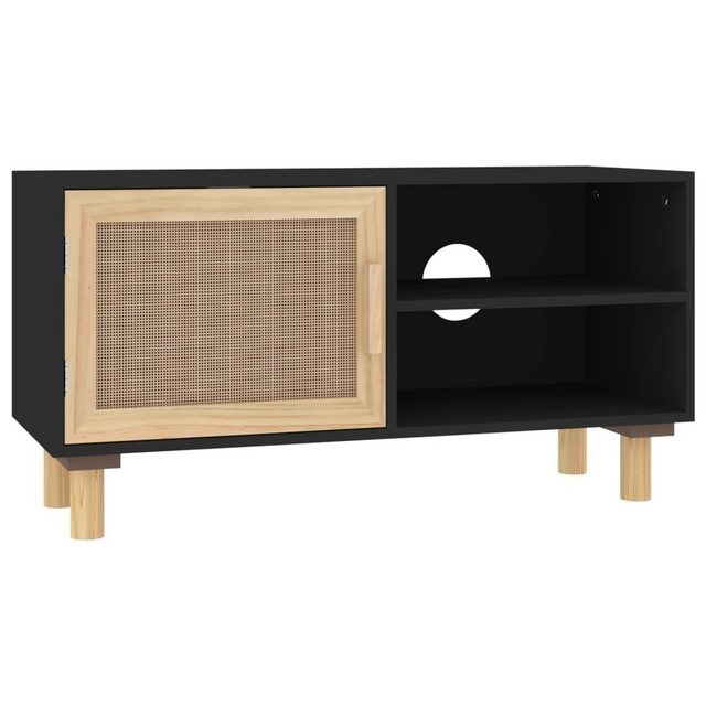 vidaXL TV-Schrank TV-Schrank Schwarz 80x30x40 cm Massivholz Kiefer Natur-Ra günstig online kaufen