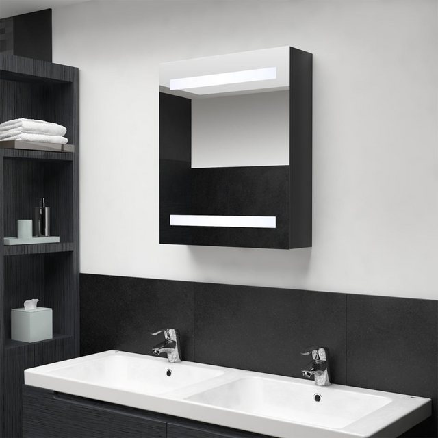 vidaXL Badezimmerspiegelschrank LED-Bad-Spiegelschrank Glänzendes Schwarz 5 günstig online kaufen