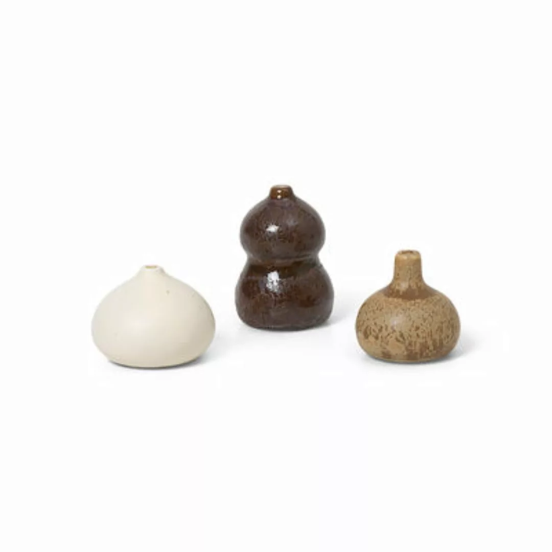 Vase Komo keramik bunt / 3er-Set Minivasen - Ferm Living - Bunt günstig online kaufen