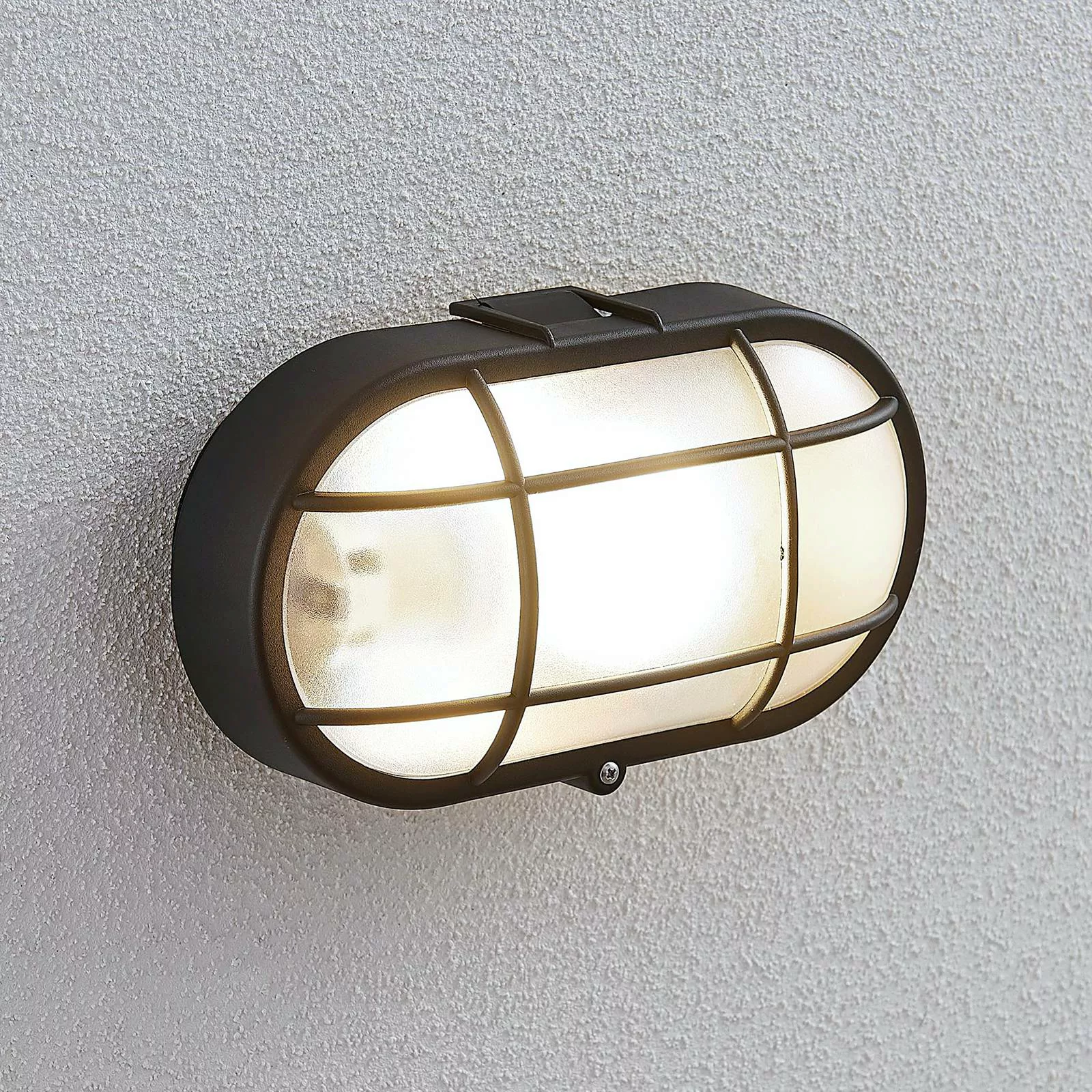 Außenwandlampe Alisha, oval, schwarz günstig online kaufen