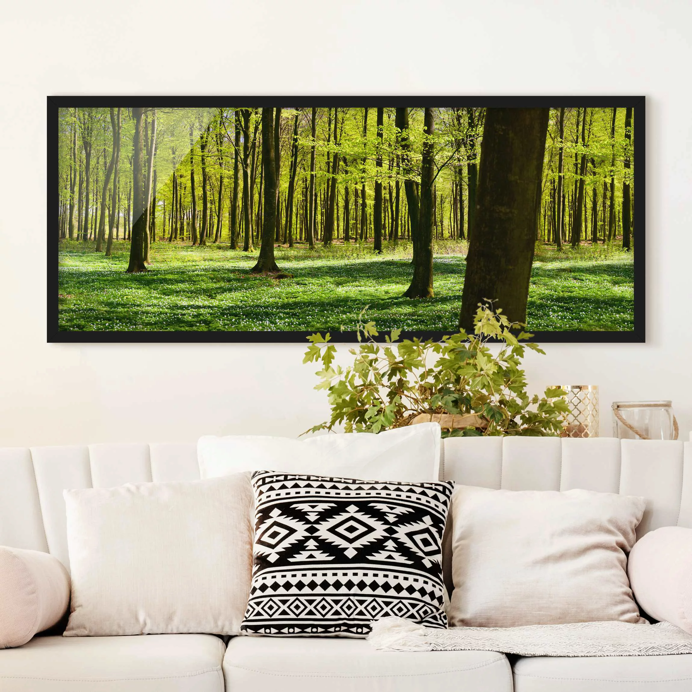 Bild mit Rahmen Natur & Landschaft - Panorama Waldwiese günstig online kaufen