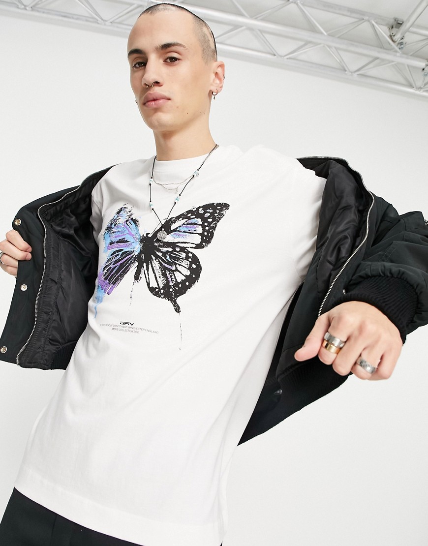 Good For Nothing – Oversize-T-Shirt in gebrochenem Weiß mit Schmetterlingsp günstig online kaufen