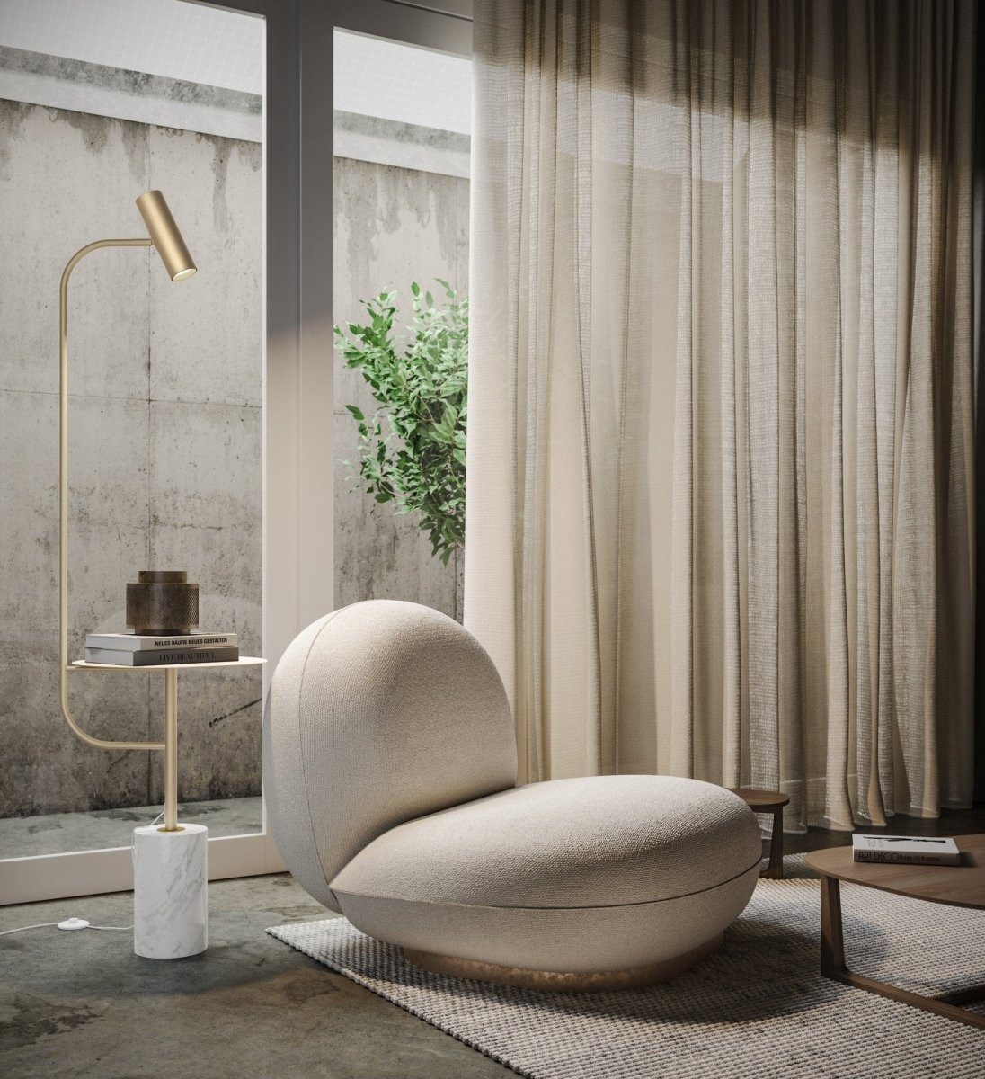 Neona Stehlampe ARTEMIS Gold, Bewegliches Leuchtelement, günstig online kaufen