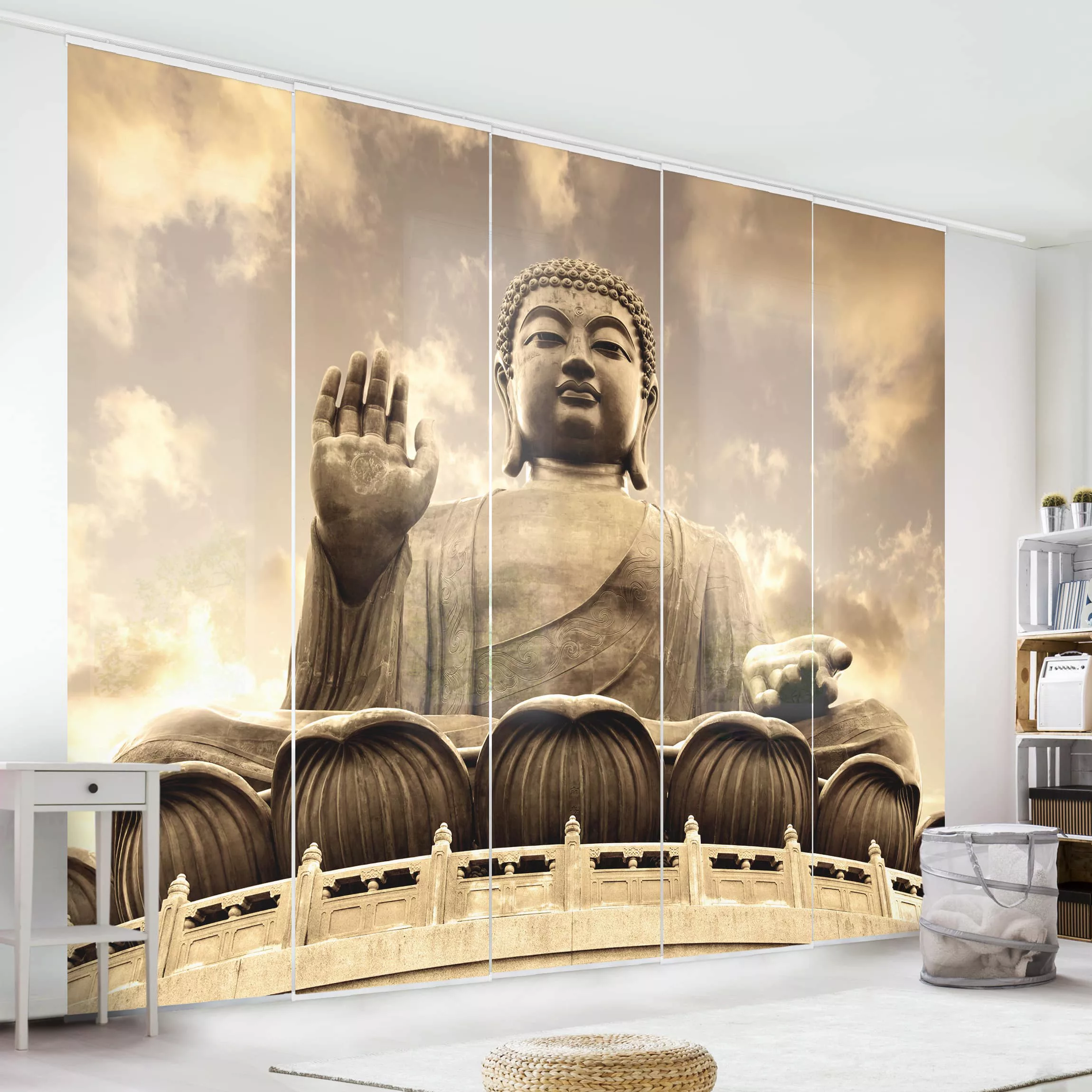 Schiebegardinen Set Großer Buddha Sepia günstig online kaufen
