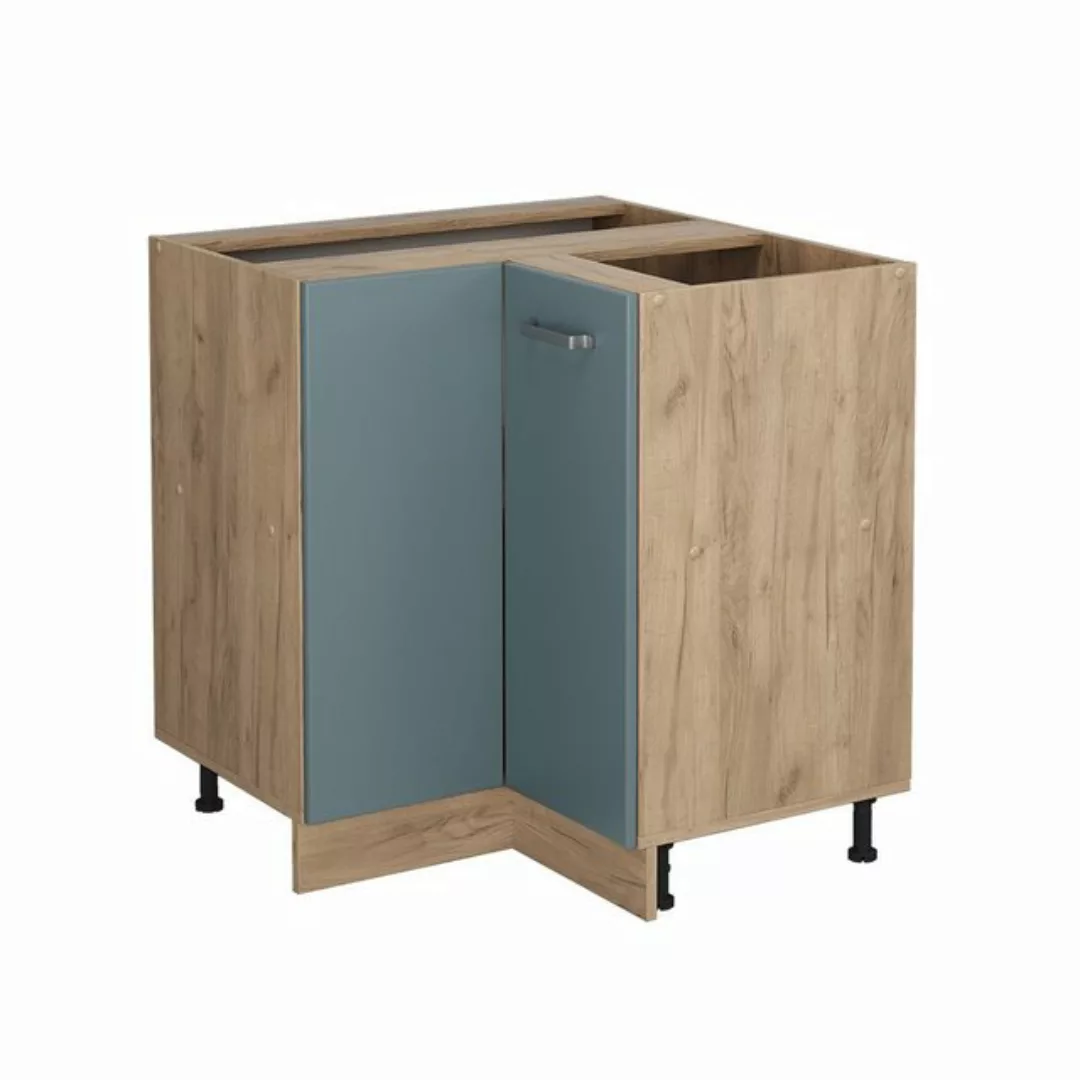 Vicco Eckunterschrank R-Line, Blau-Grau/Goldkraft Eiche, 75.6 cm AP Marmor günstig online kaufen