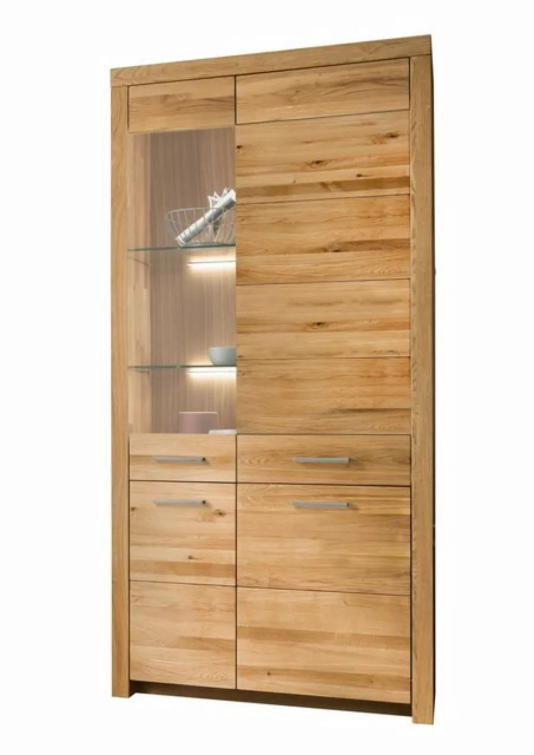 möbelando Vitrine WZ-0169 (BxHxT: 102,2x204,1x40 cm) aus Wildeiche in natur günstig online kaufen