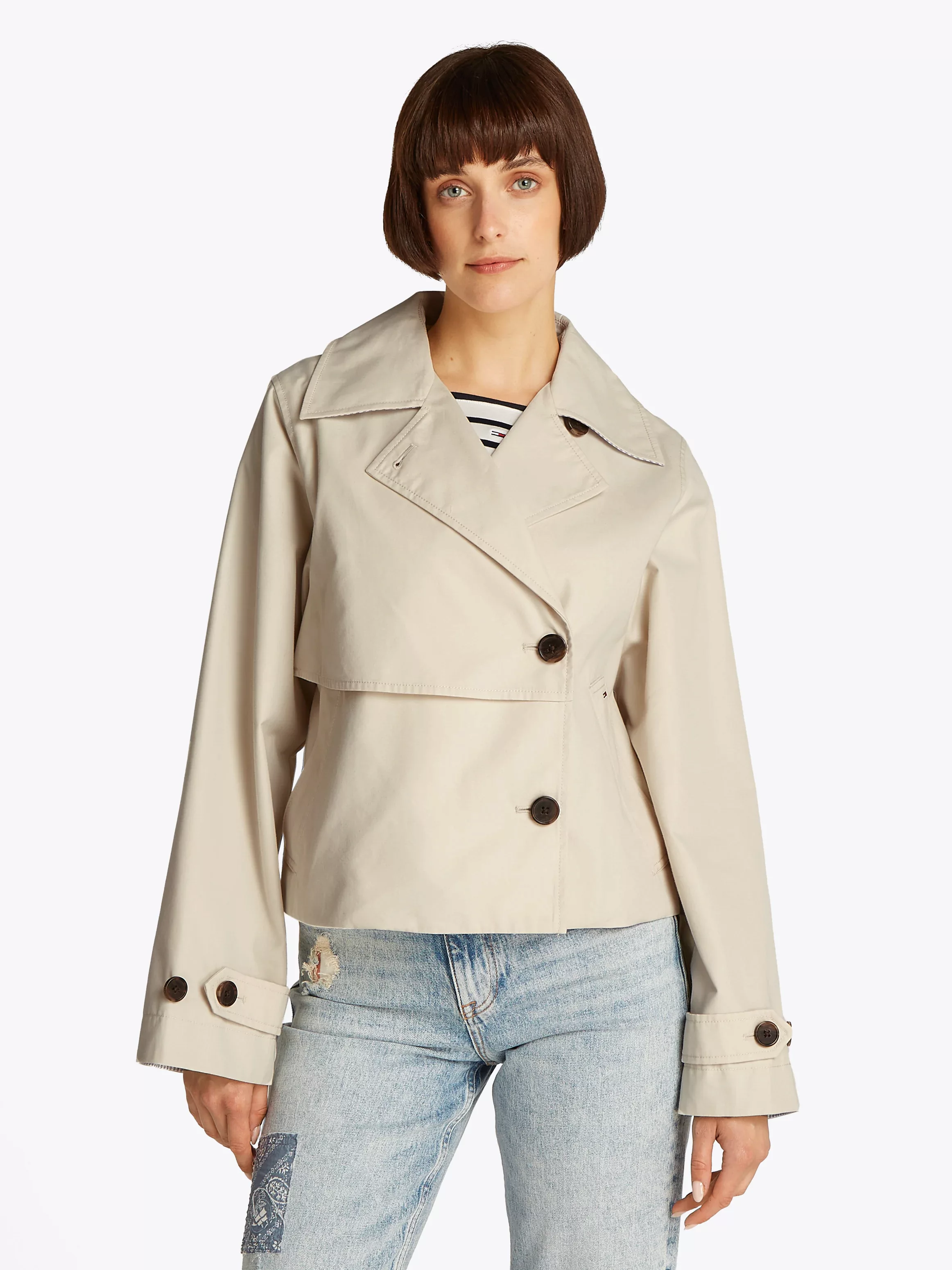 Tommy Jeans Kurzjacke "TJW SHORT TRENCH JACKET", mit kurzem Schnitt, mit Ei günstig online kaufen