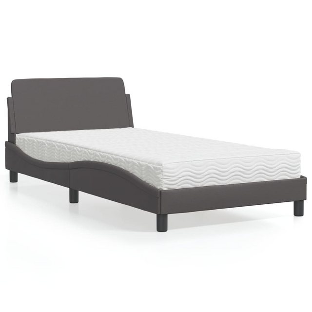 vidaXL Bett Bett mit Matratze Grau 100x200 cm Kunstleder günstig online kaufen