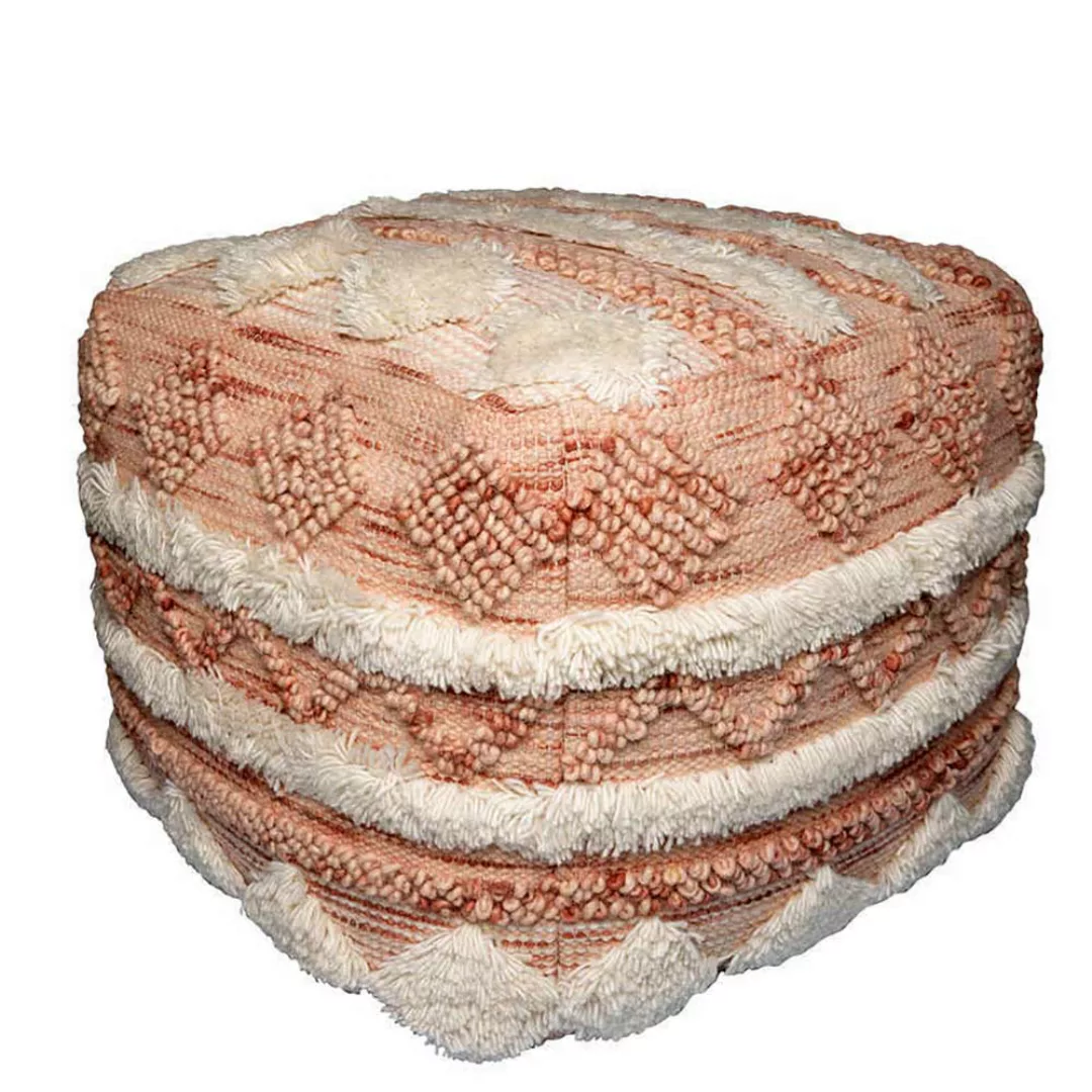 Stoffhocker in Altrosa Boho Style günstig online kaufen
