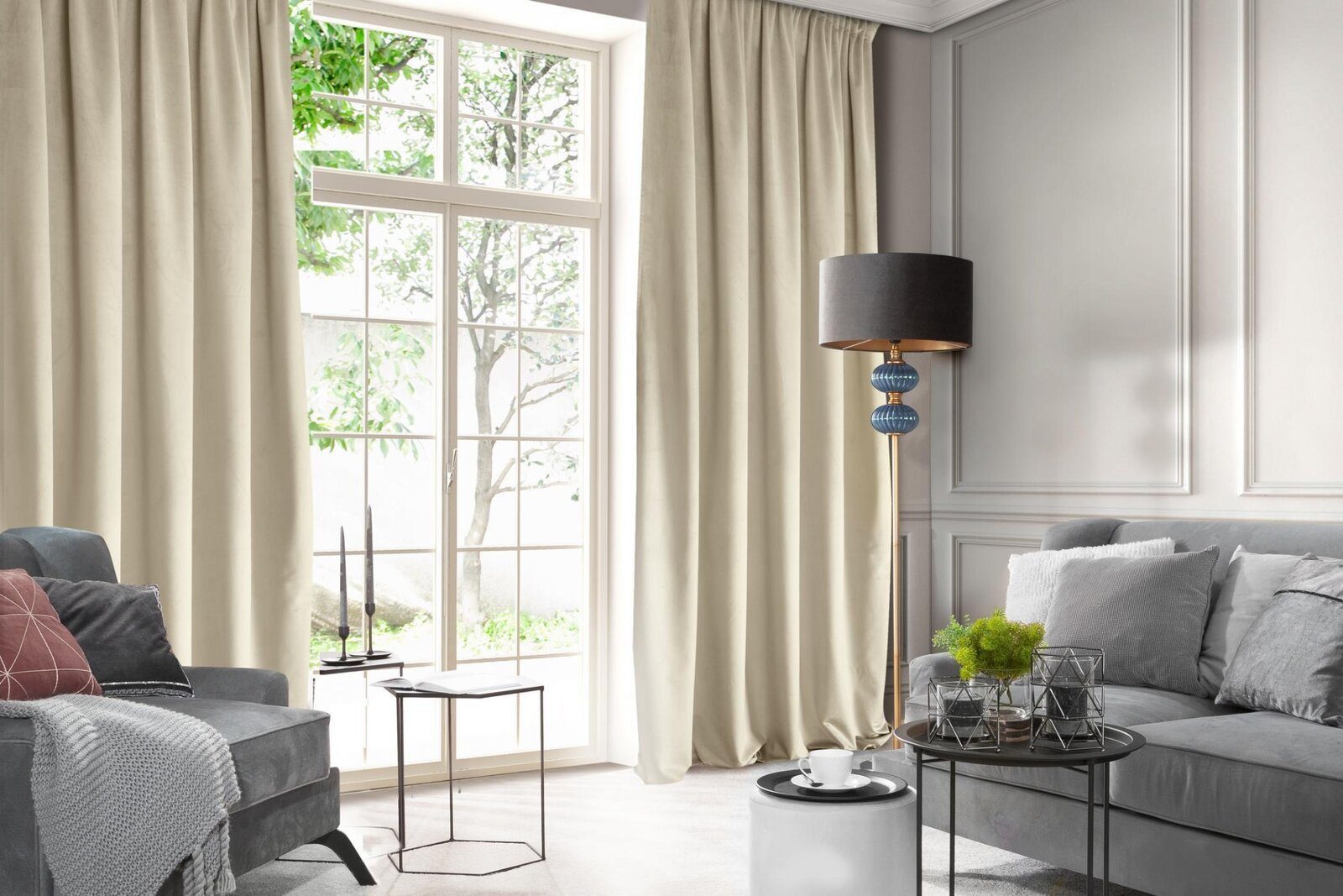 Design91 Vorhang Samtvorhänge Wohnzimmer Schlafzimmer Blickdicht günstig online kaufen