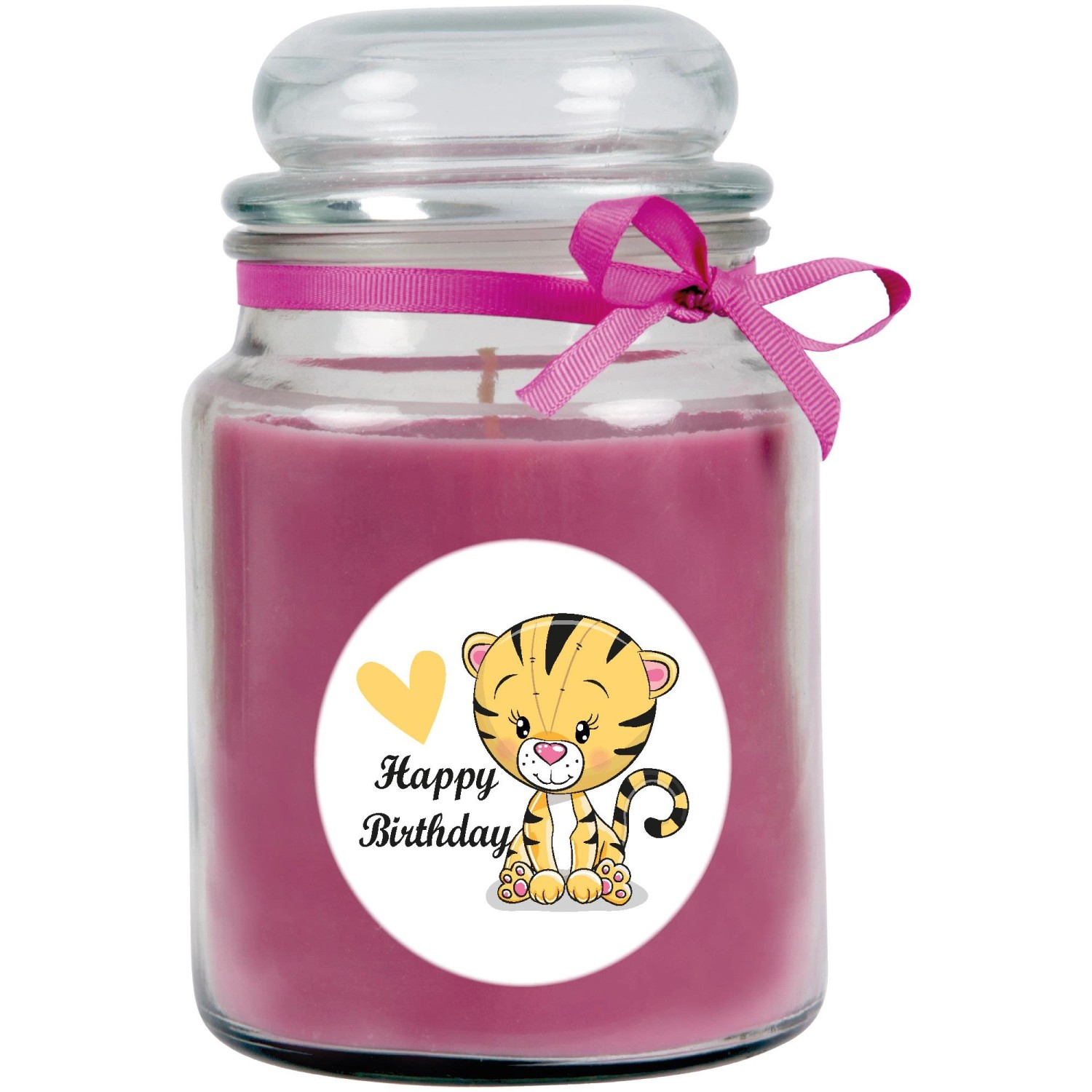 HS Candle Duftkerze & Glas Happy Birthday Bonbon Lavendel Tiger günstig online kaufen