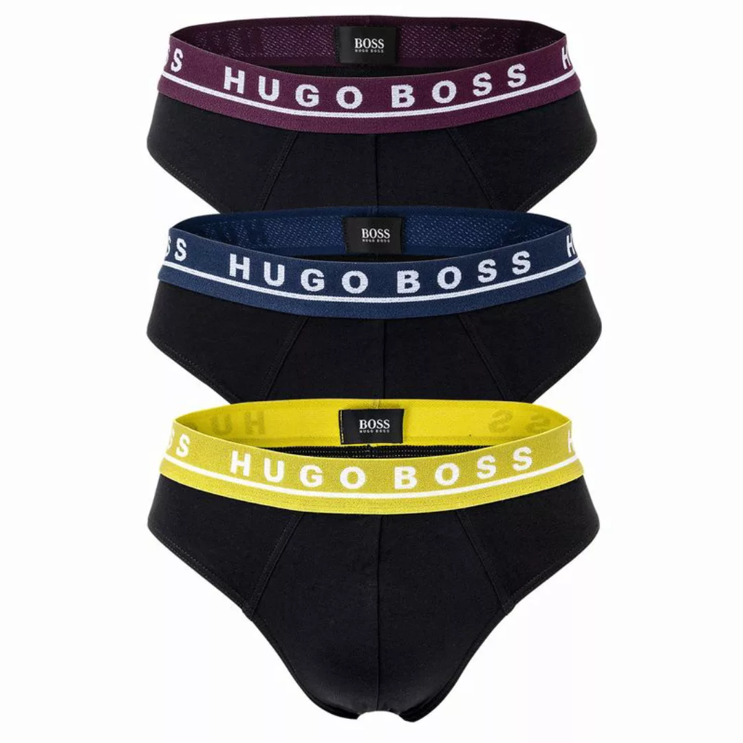 HUGO BOSS Herren Slips, 3er Pack - Briefs, Logobund, Cotton Stretch Schwarz günstig online kaufen