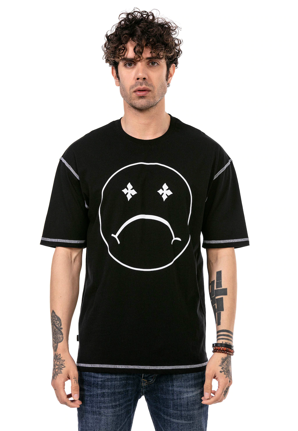 RedBridge T-Shirt "Aberdeen", mit modischem Sad Smiley-Frontprint günstig online kaufen