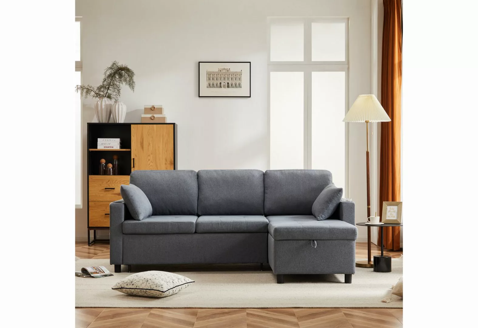 REDOM Ecksofa Schlafsofa, L-förmiges Sofa mit Schlaffunktion, mit Taschenbe günstig online kaufen