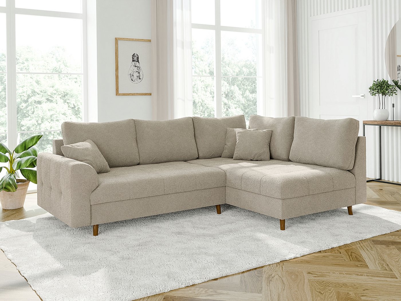 S-Style Möbel Ecksofa Leif mit Braun Holzfüßen im skandinavischen Stil aus günstig online kaufen