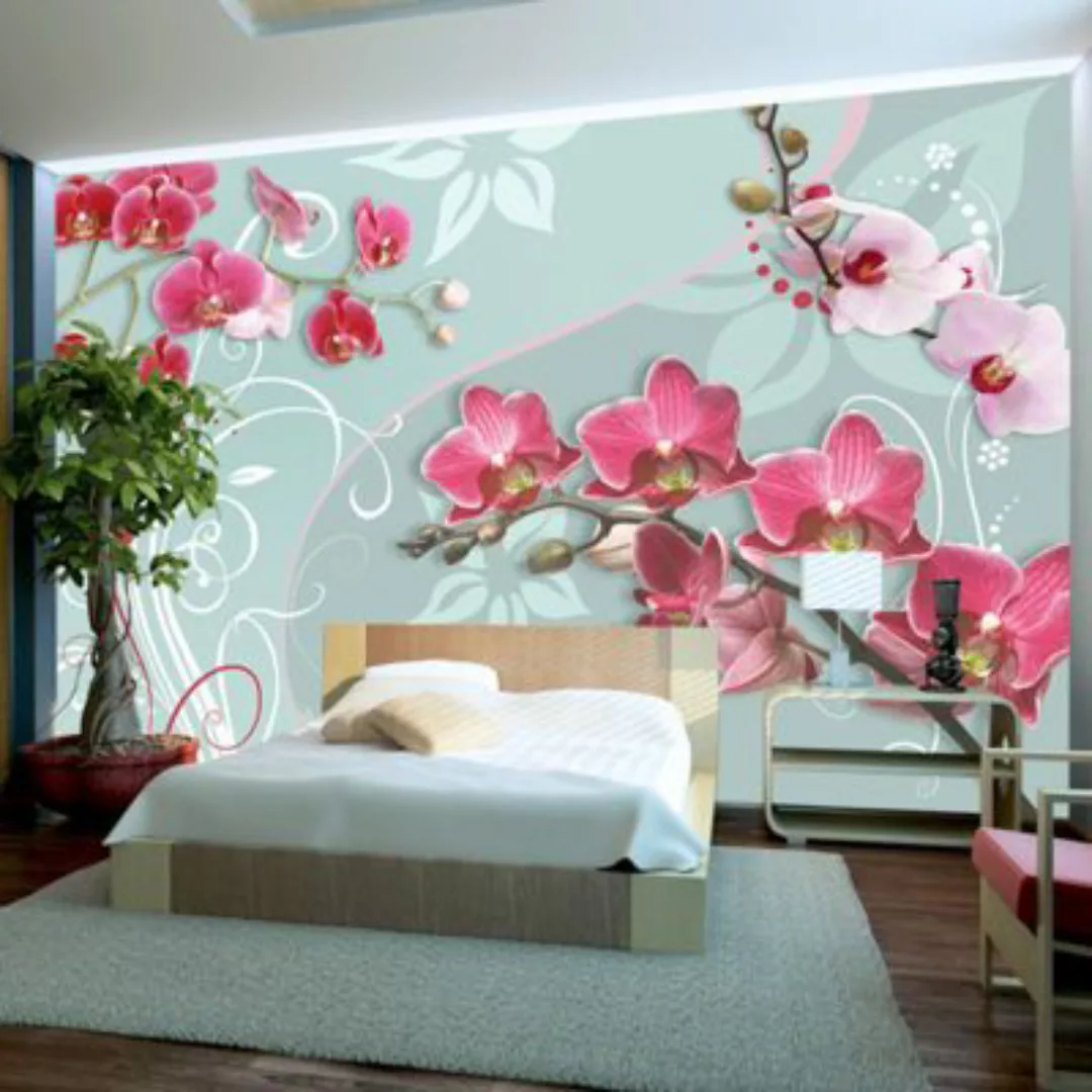 artgeist Fototapete Pink orchids - variation II mehrfarbig Gr. 200 x 140 günstig online kaufen
