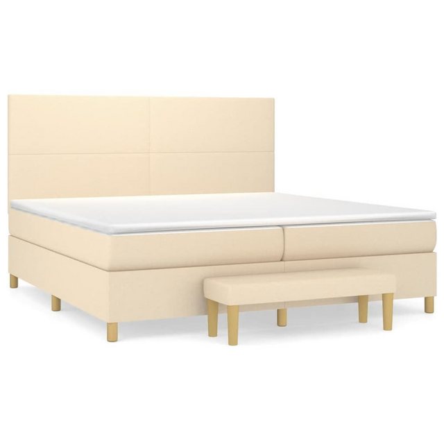 vidaXL Bettgestell Boxspringbett mit Matratze Creme 200x200 cm Stoff Bett B günstig online kaufen