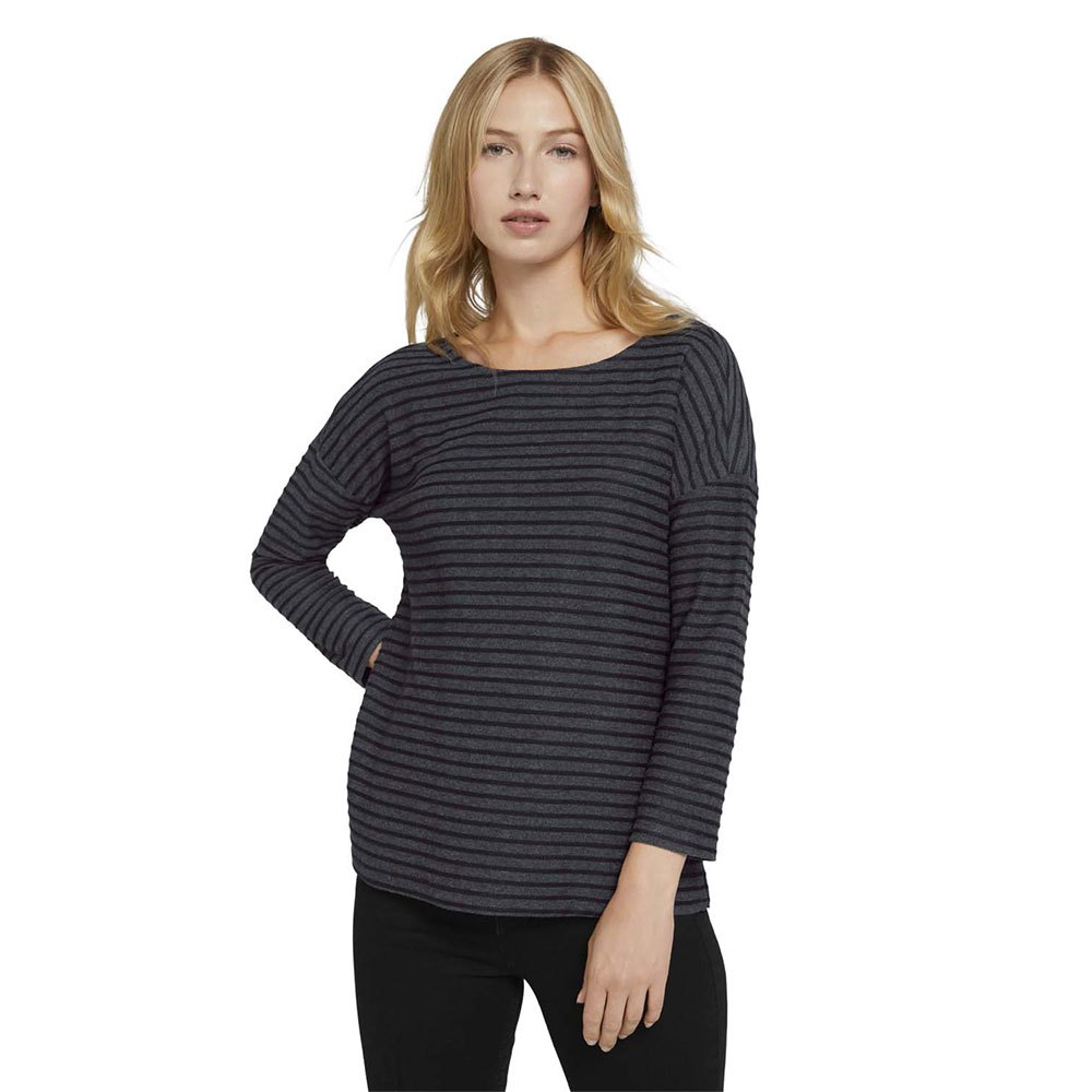 Tom Tailor 1023366 Langarm-t-shirt XS Black Structure Stripe günstig online kaufen