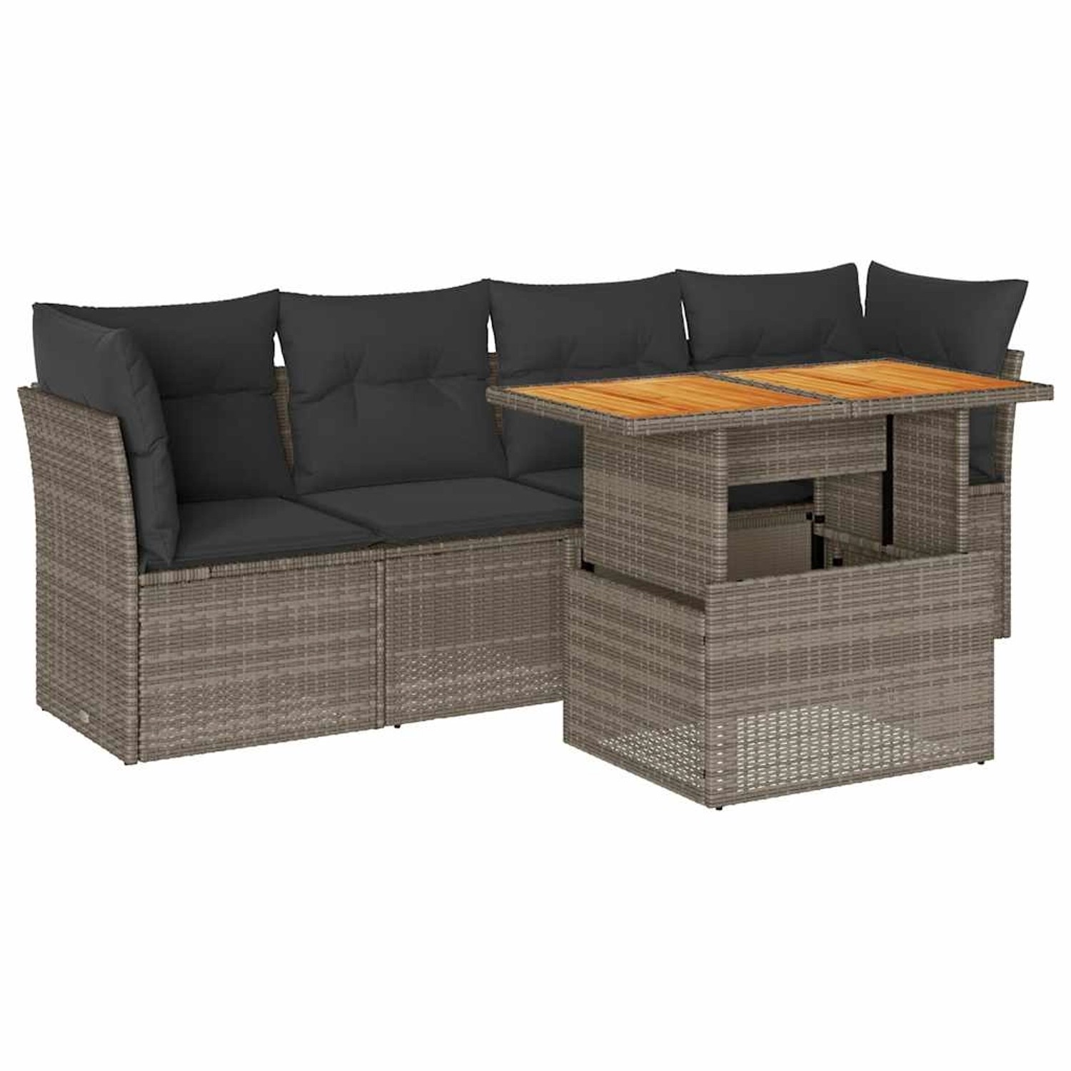 vidaXL 5-Tlg Garten-Sofagarnitur mit Kissen Grau Poly Rattan 3326881 günstig online kaufen