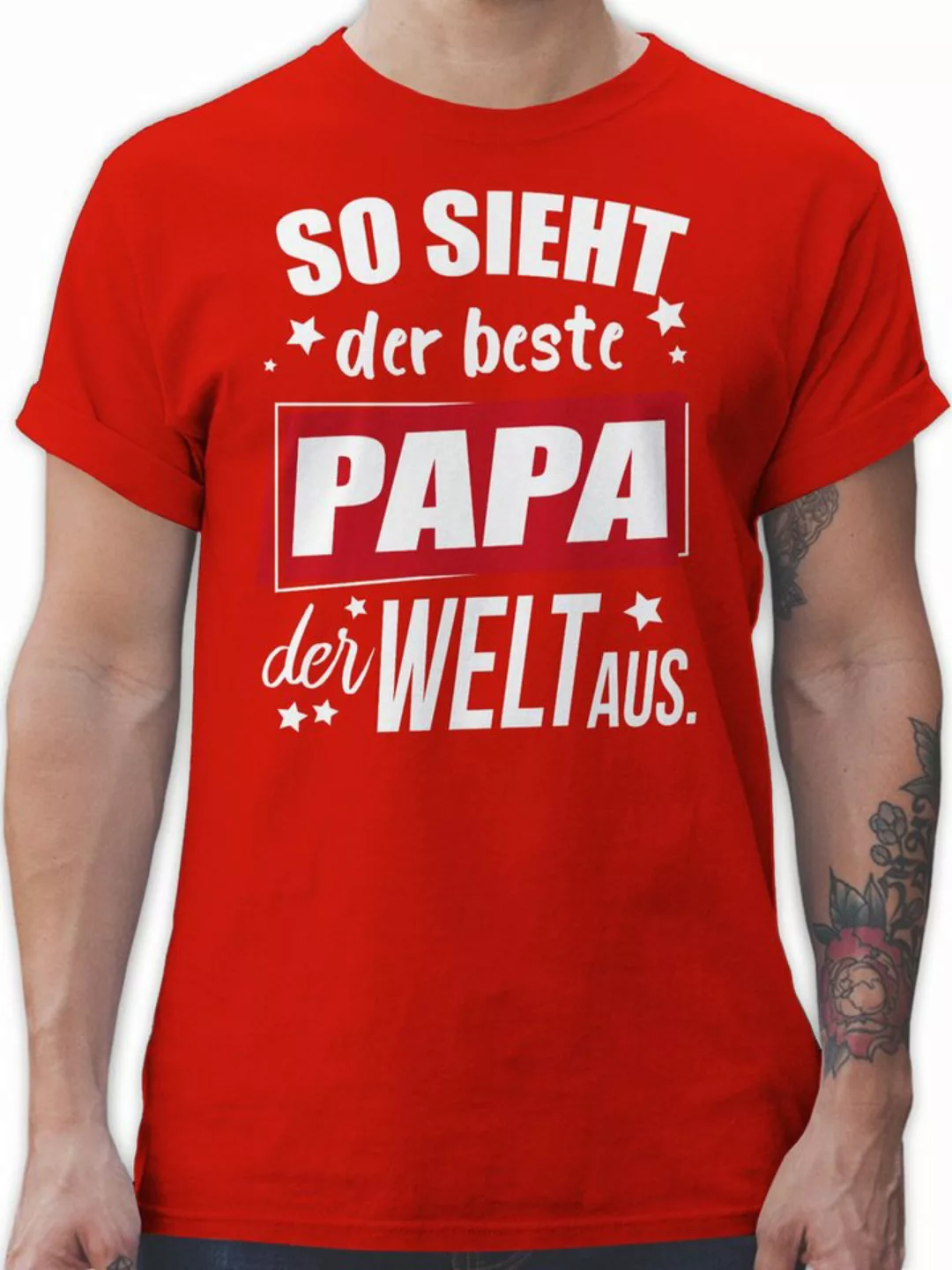 Shirtracer T-Shirt So sieht der beste Papa der Welt aus. Sterne Vatertag Ge günstig online kaufen