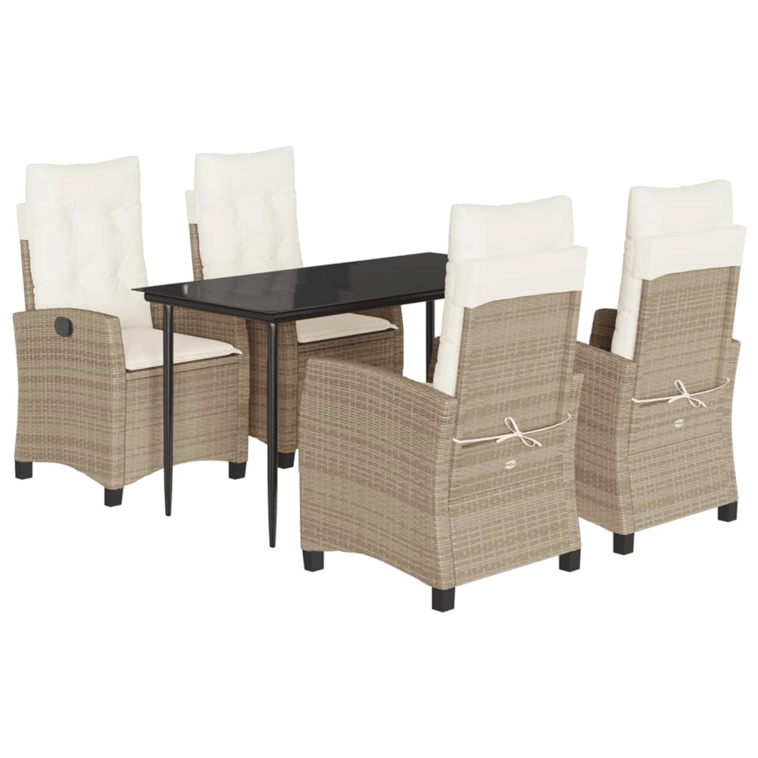vidaXL 5-Tlg Garten-Essgruppe mit Kissen Beige Poly Rattan 3212805 günstig online kaufen