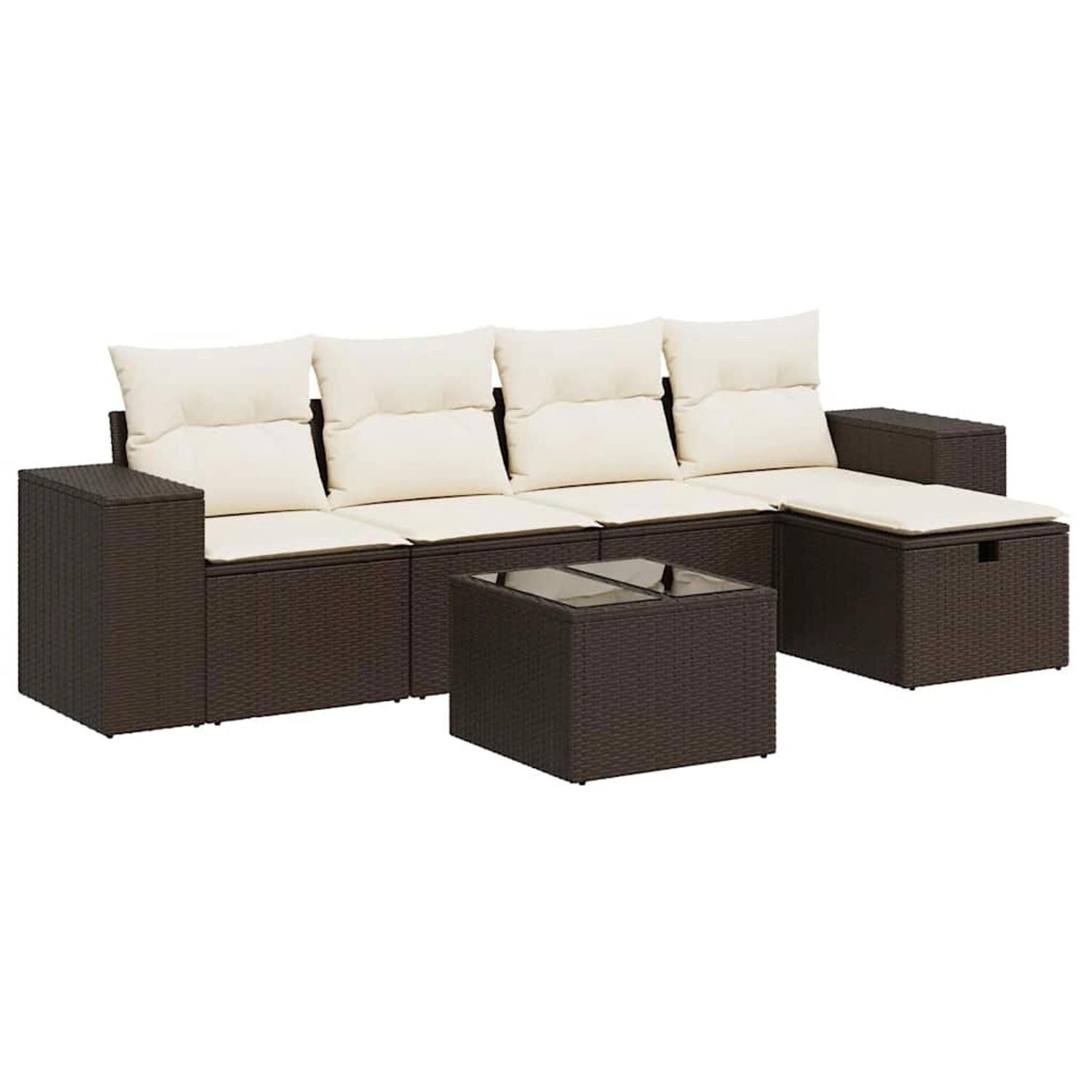 vidaXL 6-Tlg Garten-Sofagarnitur mit Kissen Braun Poly Rattan 3325679 günstig online kaufen