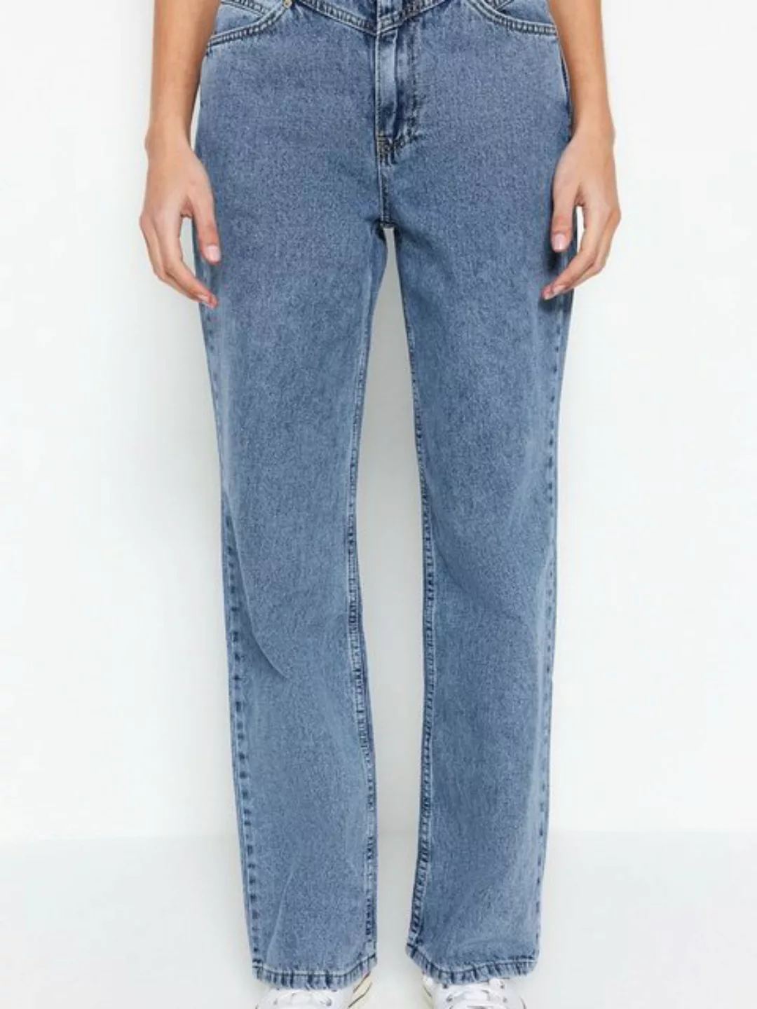 Trendyol Weite Jeans (1-tlg) Plain/ohne Details günstig online kaufen