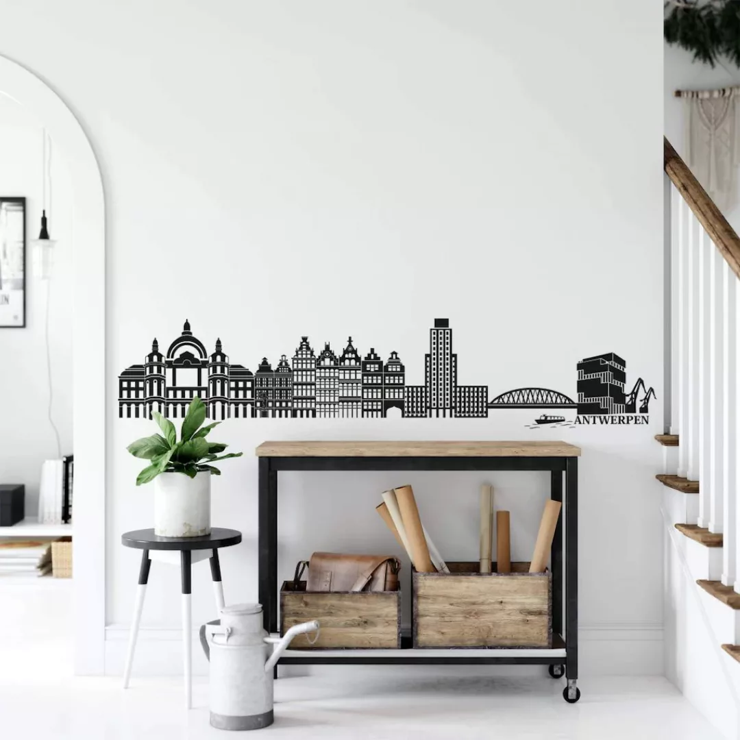 Wall-Art Wandtattoo »Stadt Skyline Antwerpen 150cm«, (1 St.), selbstklebend günstig online kaufen