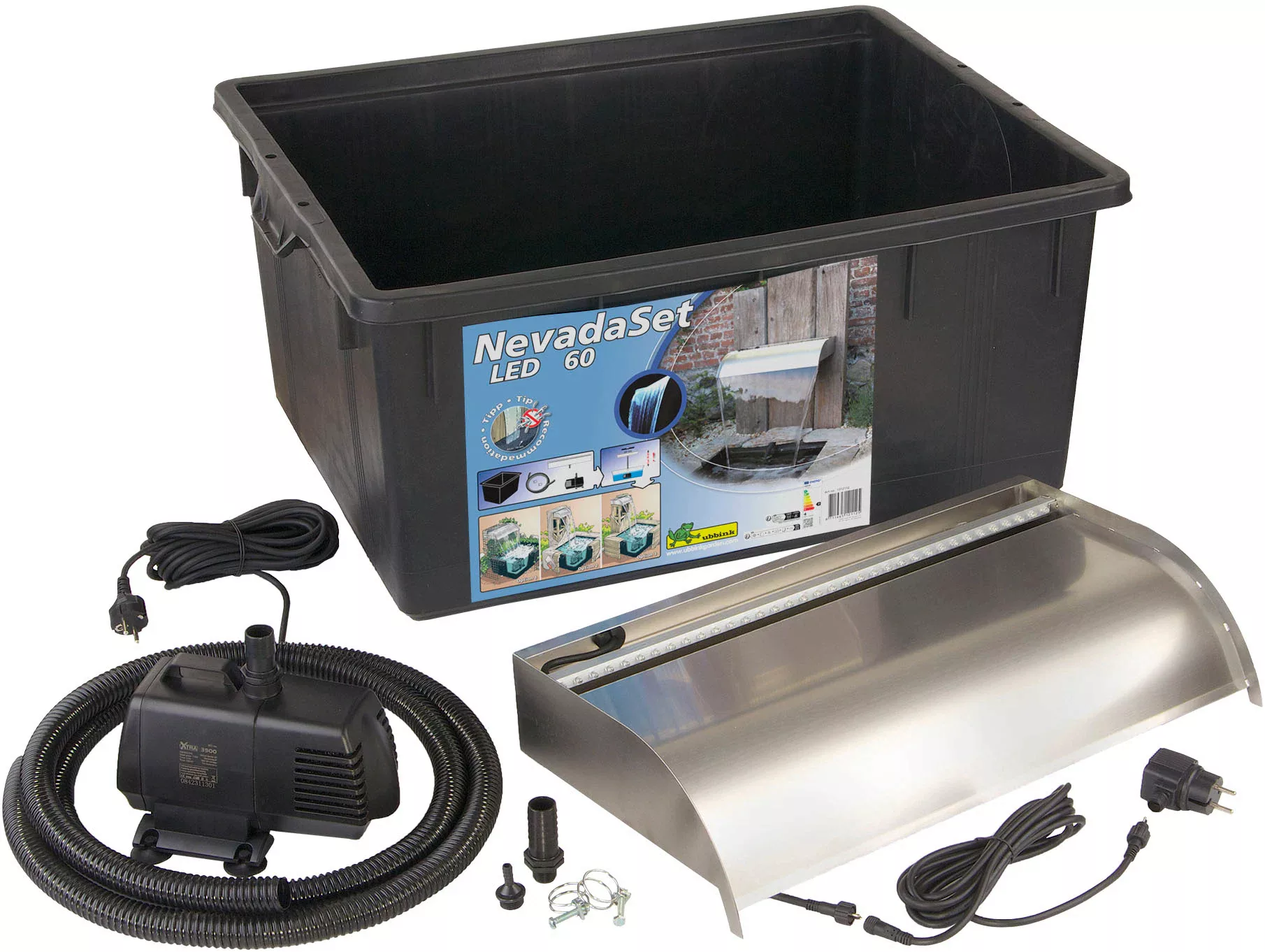 Ubbink Wasserfall "Nevada Set 60 cm / mit LED-Beleuchtung / inkl. Wasserbec günstig online kaufen