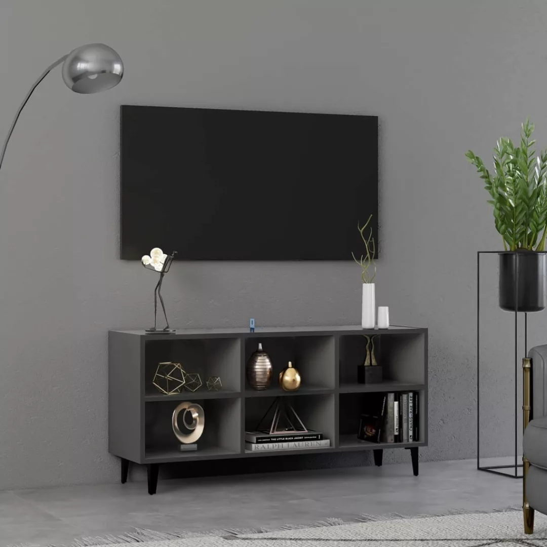 Tv-schrank Mit Metallbeinen Grau 103,5x30x50 Cm günstig online kaufen